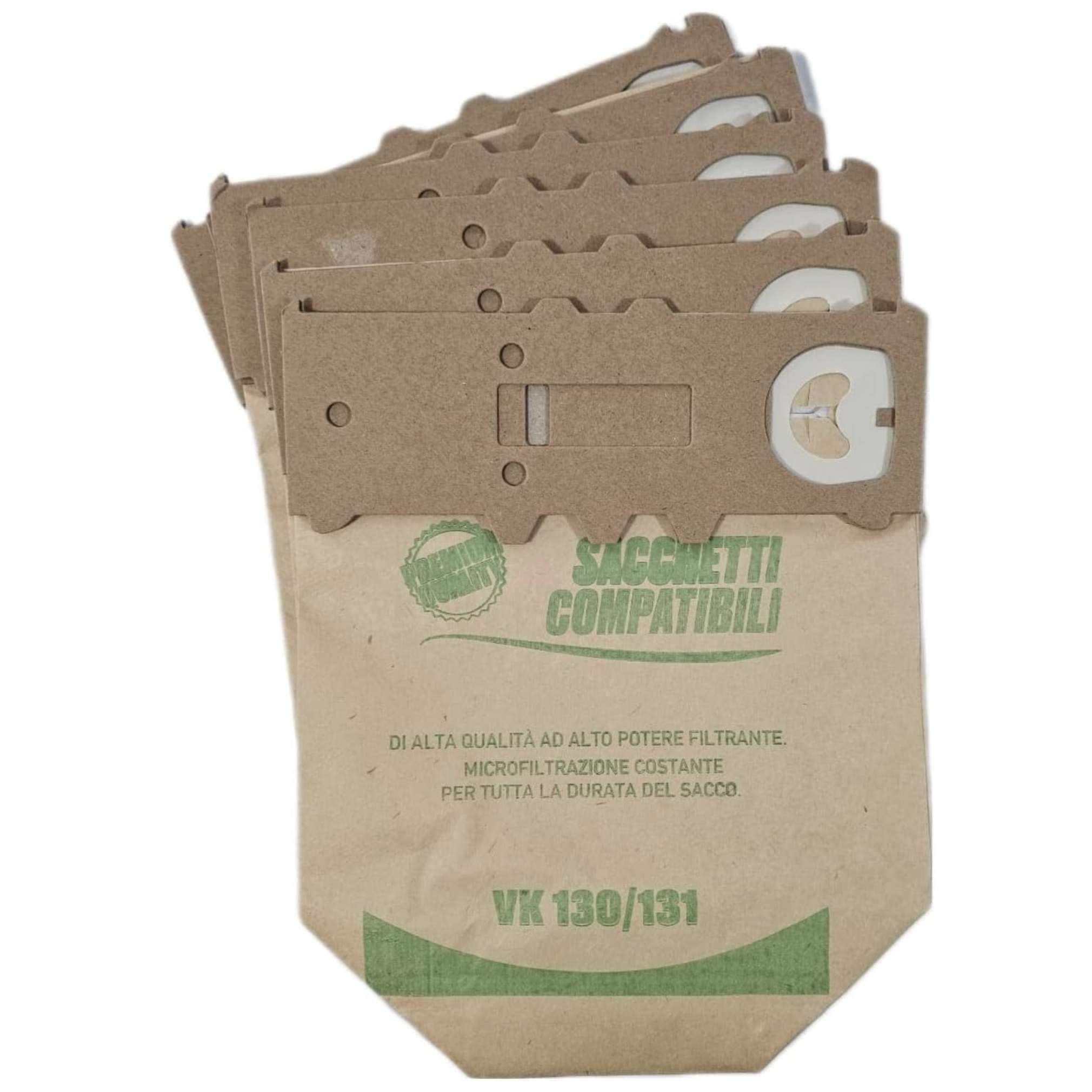 Confezione 6 sacchetti di ricambio per folletto VK130/131