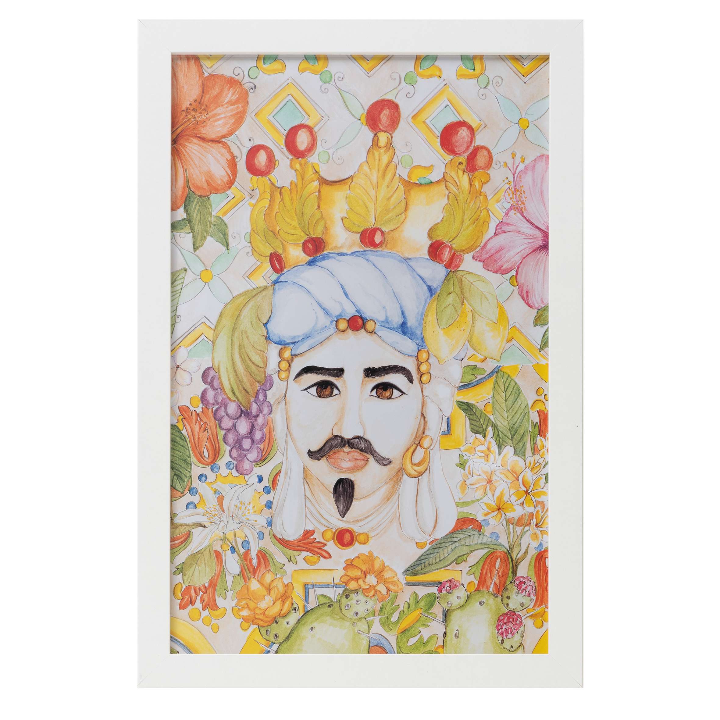 Re floreale stampa con cornice