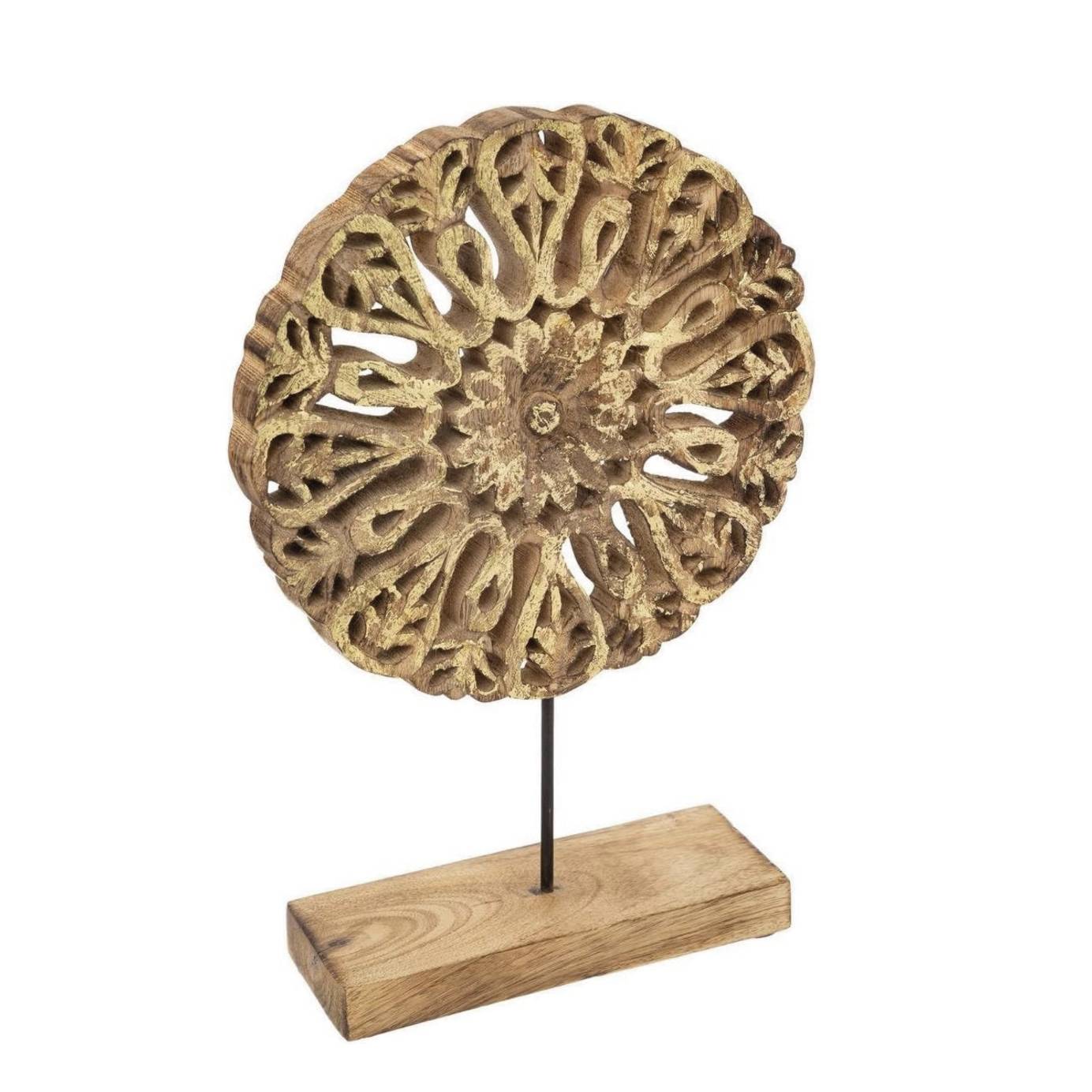 Oggetto decorativo da appoggio in legno di mango ‚Äì Motivi etnici H34,5 cm