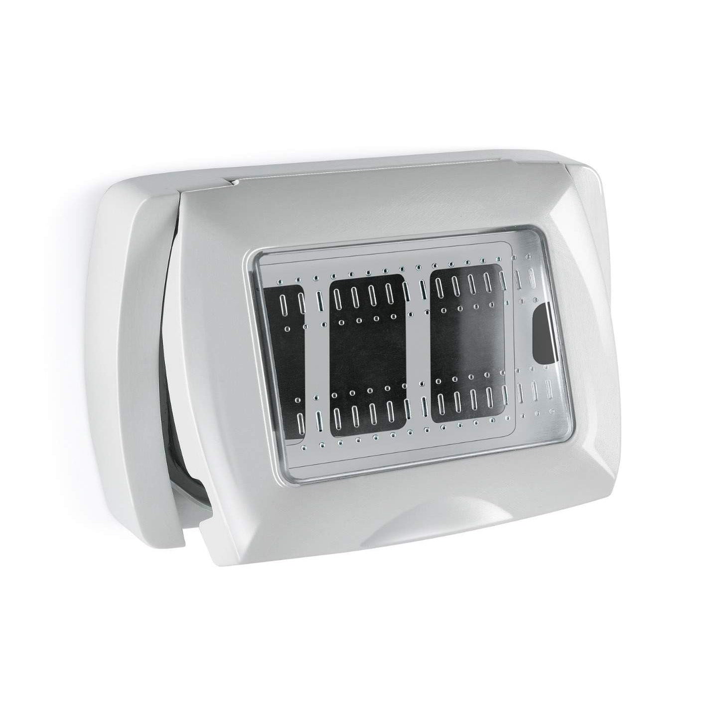 Placca autoportante IP55 3 mod Life