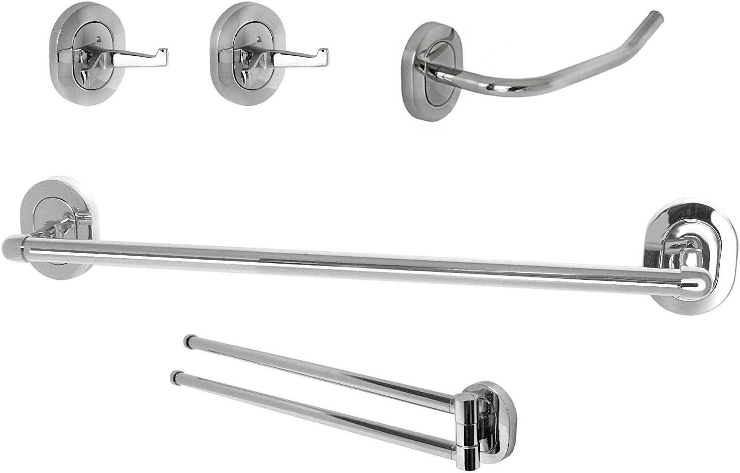 KIT 5 ACCESSORI A MURO CROMATI PER BAGNO