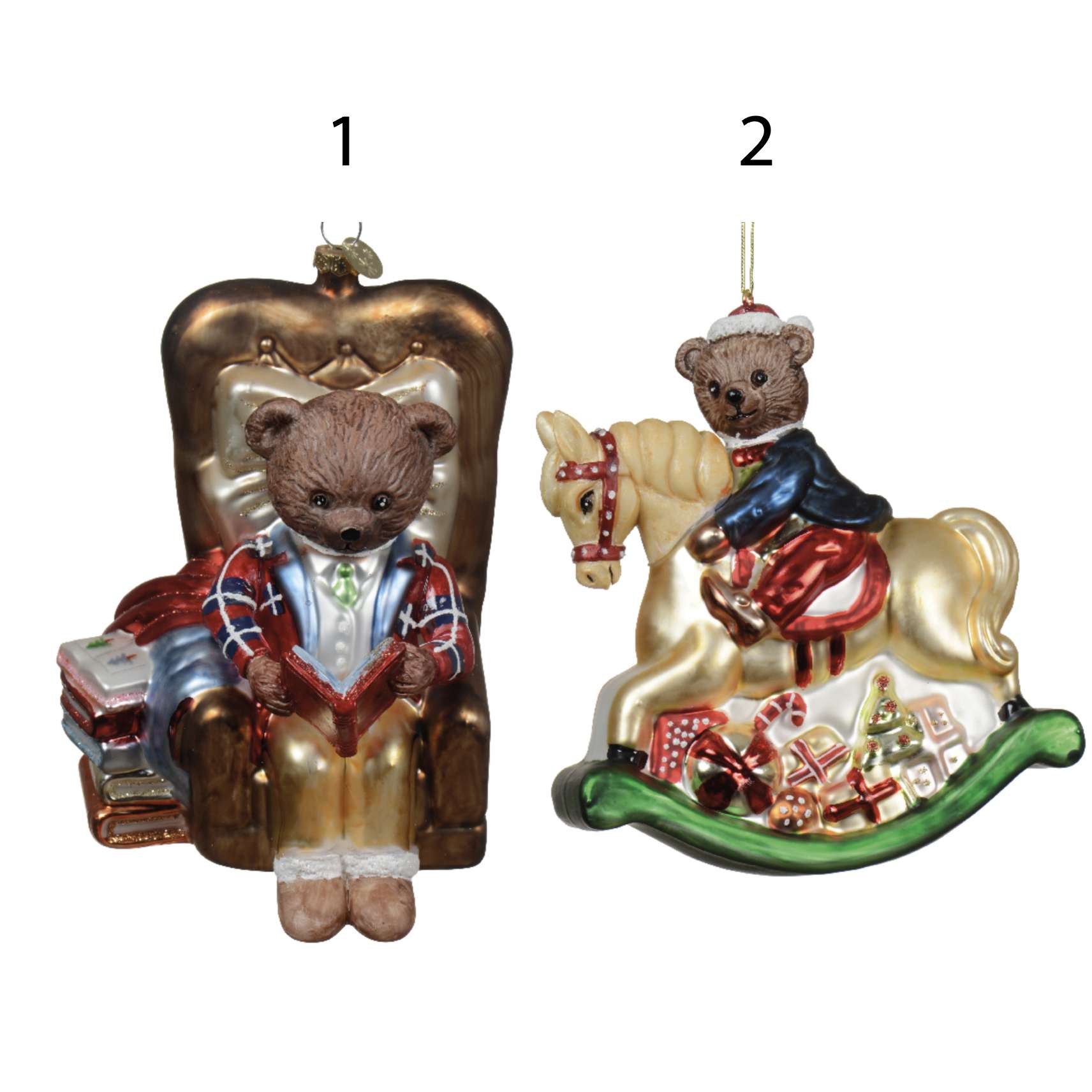 Pendaglio natalizio orsetto in vetro 12 cm