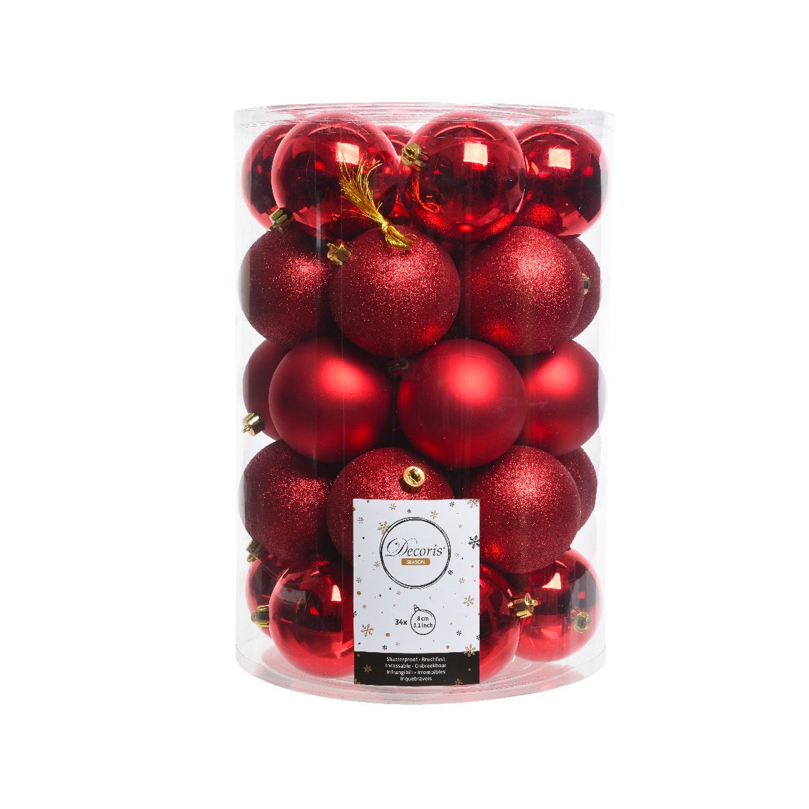 Confezione 34 palline colore rosso Kaemingk