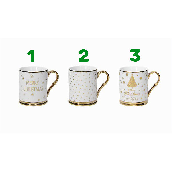 Tazza natalizia bianca oro Gold Christmas