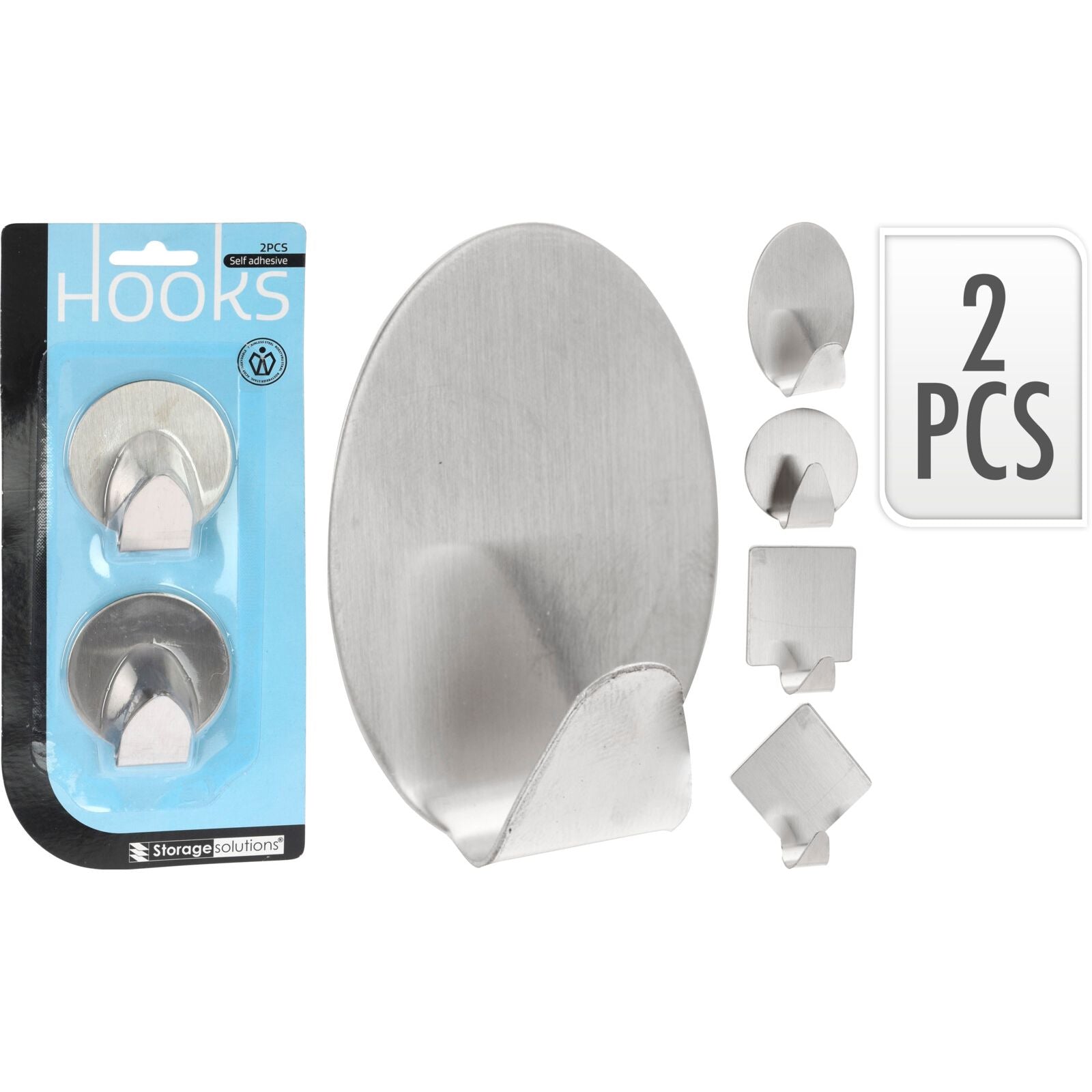 2 ganci adesivi in acciaio INOX