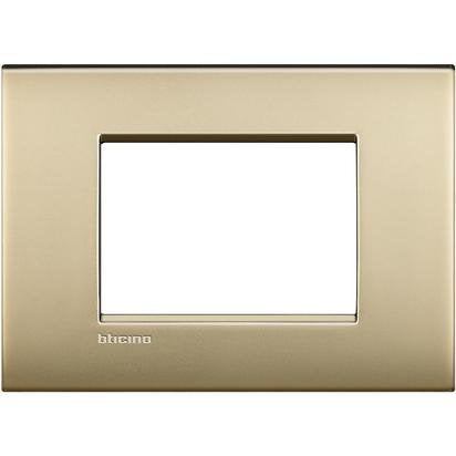 Bticino LNC4803OF Placca Livinglight Air 3 Moduli, Oro Satin