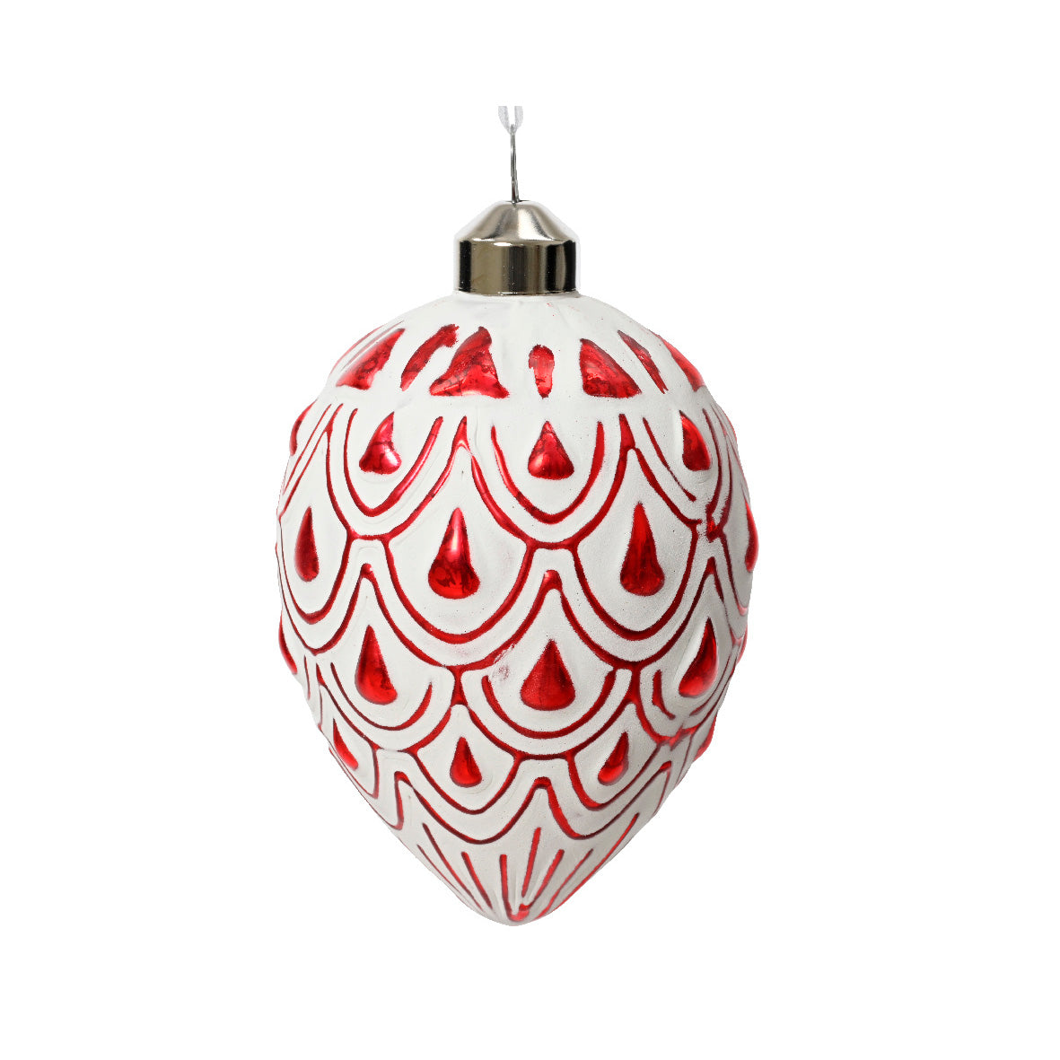 Pendaglio rosso e bianco 8 cm in ceramica