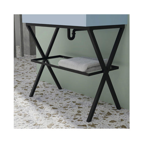 Cavalletto in metallo con mensola in vetro 80 cm