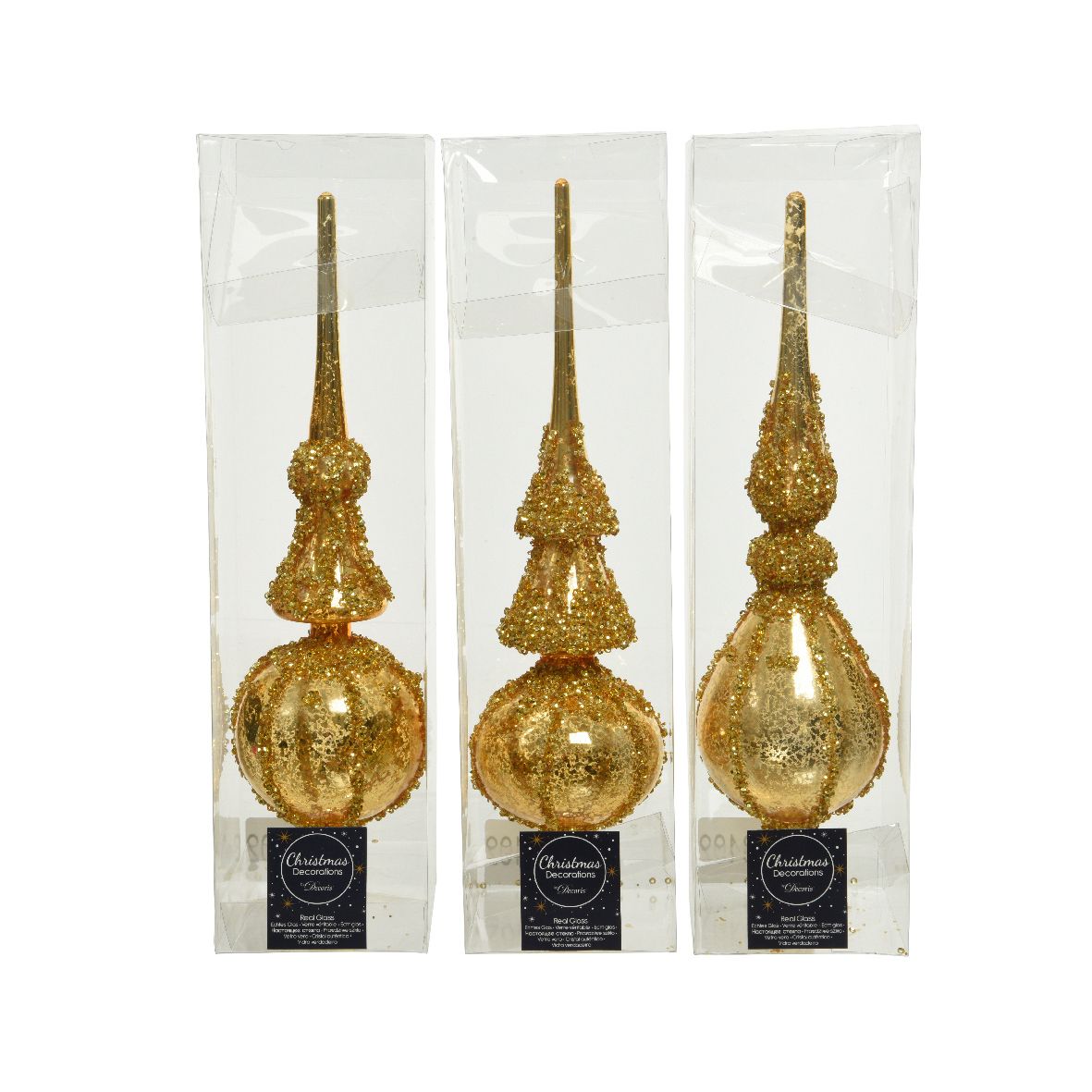 Puntale in vetro antico Kaemingk oro