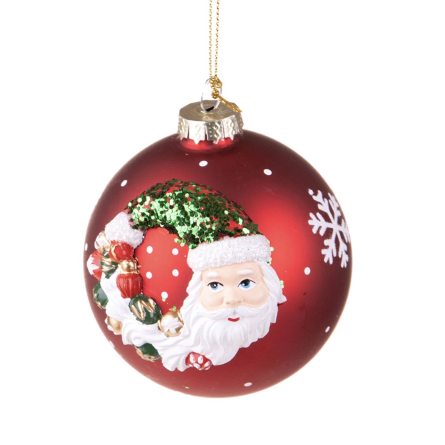 Sfera natalizia Babbo Natale in vetro rosso