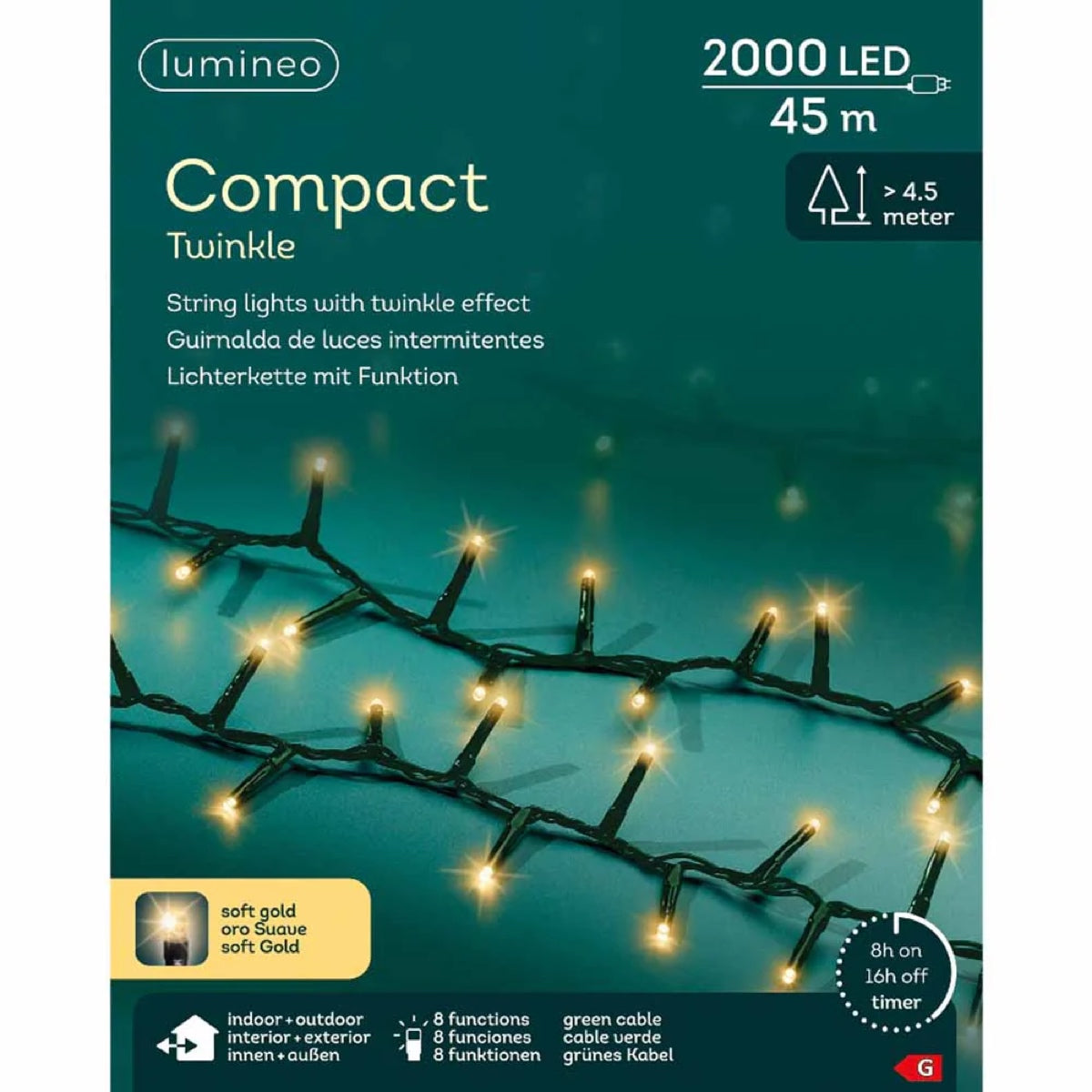 CATENA LUCI 2000 LED ORO 45m