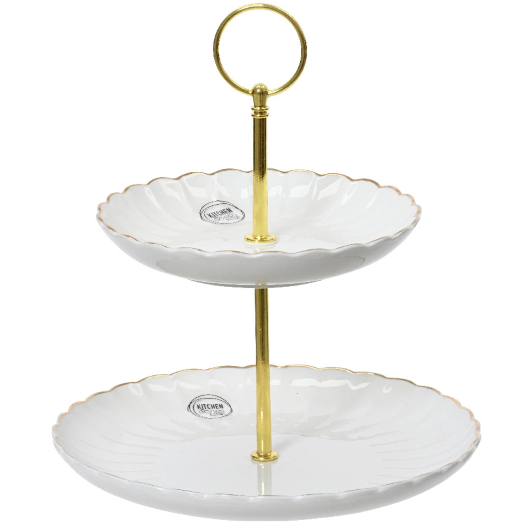 Etagere in porcellana natalizia bordo dorato