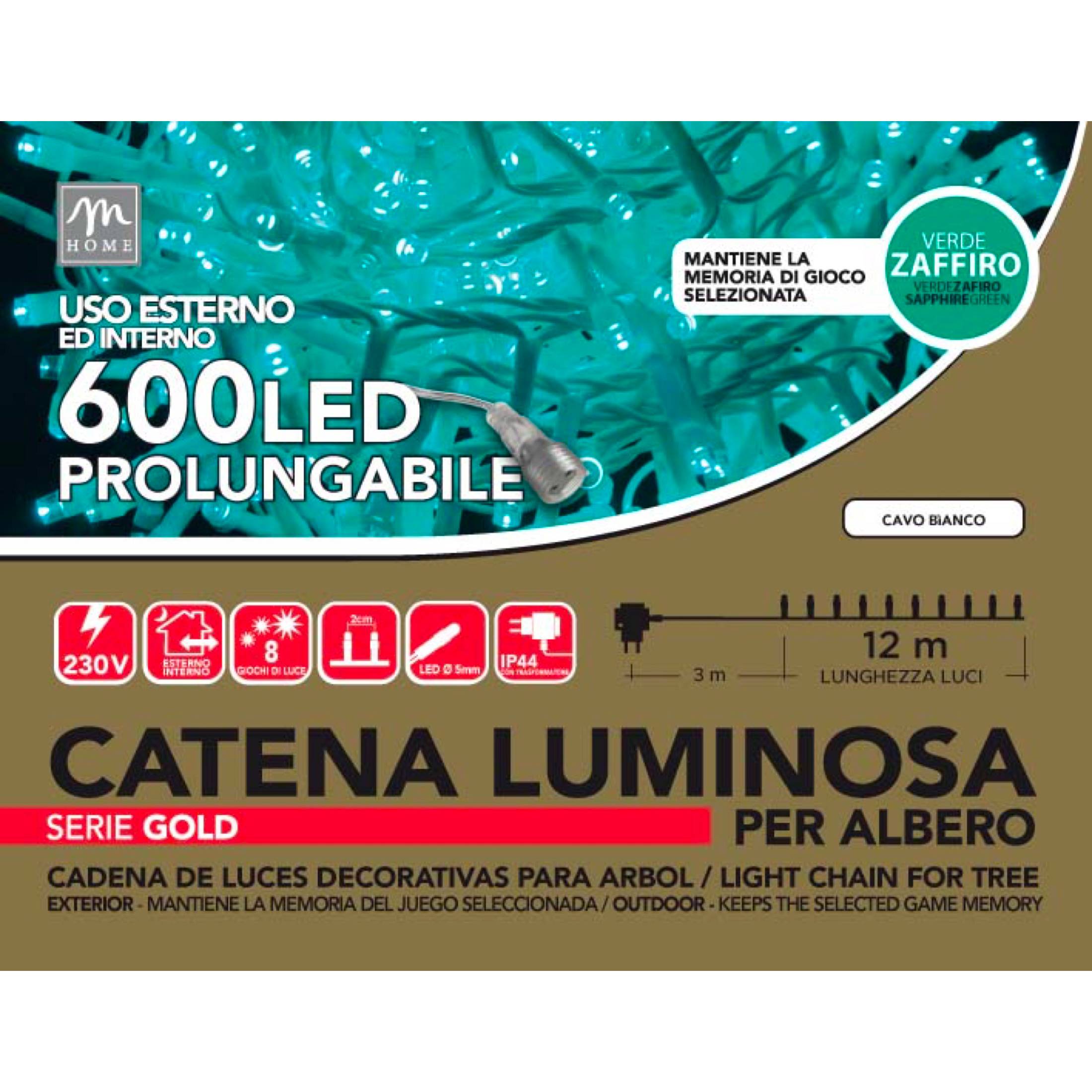 Catena 600 minilucciole natalizie zaffiro 15m