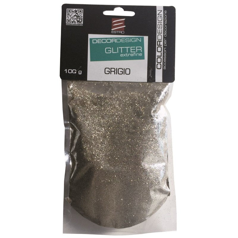 GLITTER COLORE GRIGIO CONFEZIONE DA 100 GRAMMI