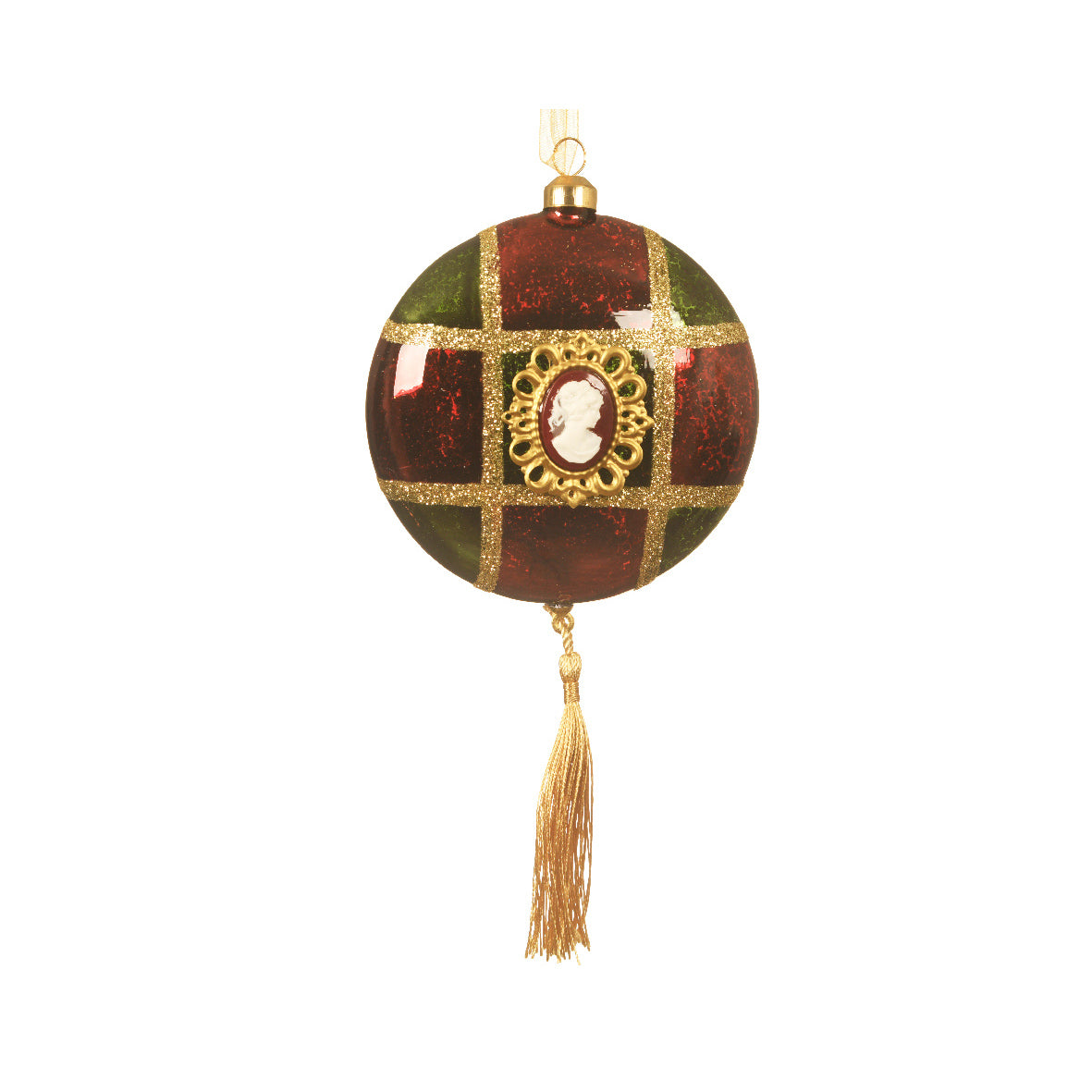 Pallina lucida con cameo glitter 8 cm