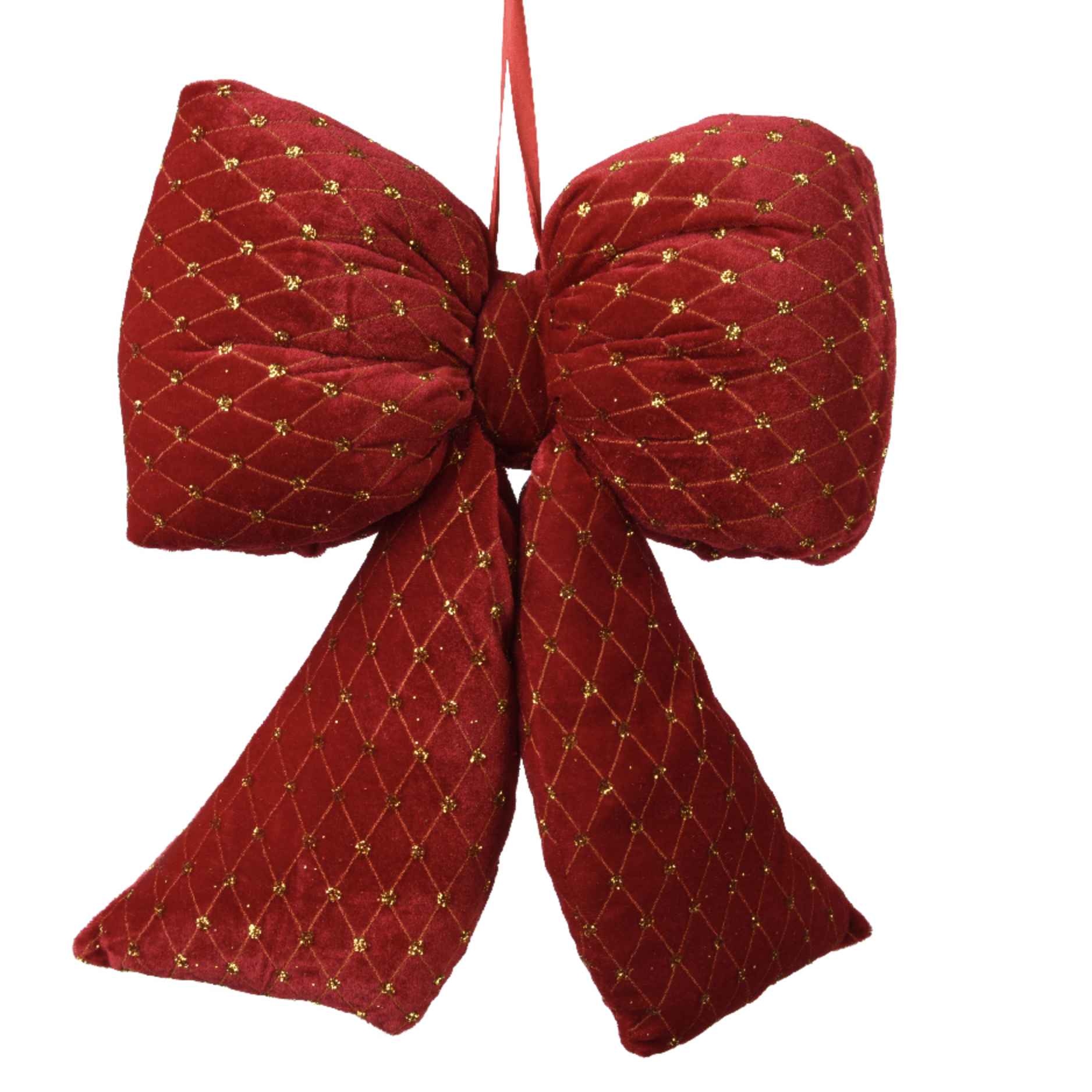 Fiocco natalizio in velluto con lustrini oro