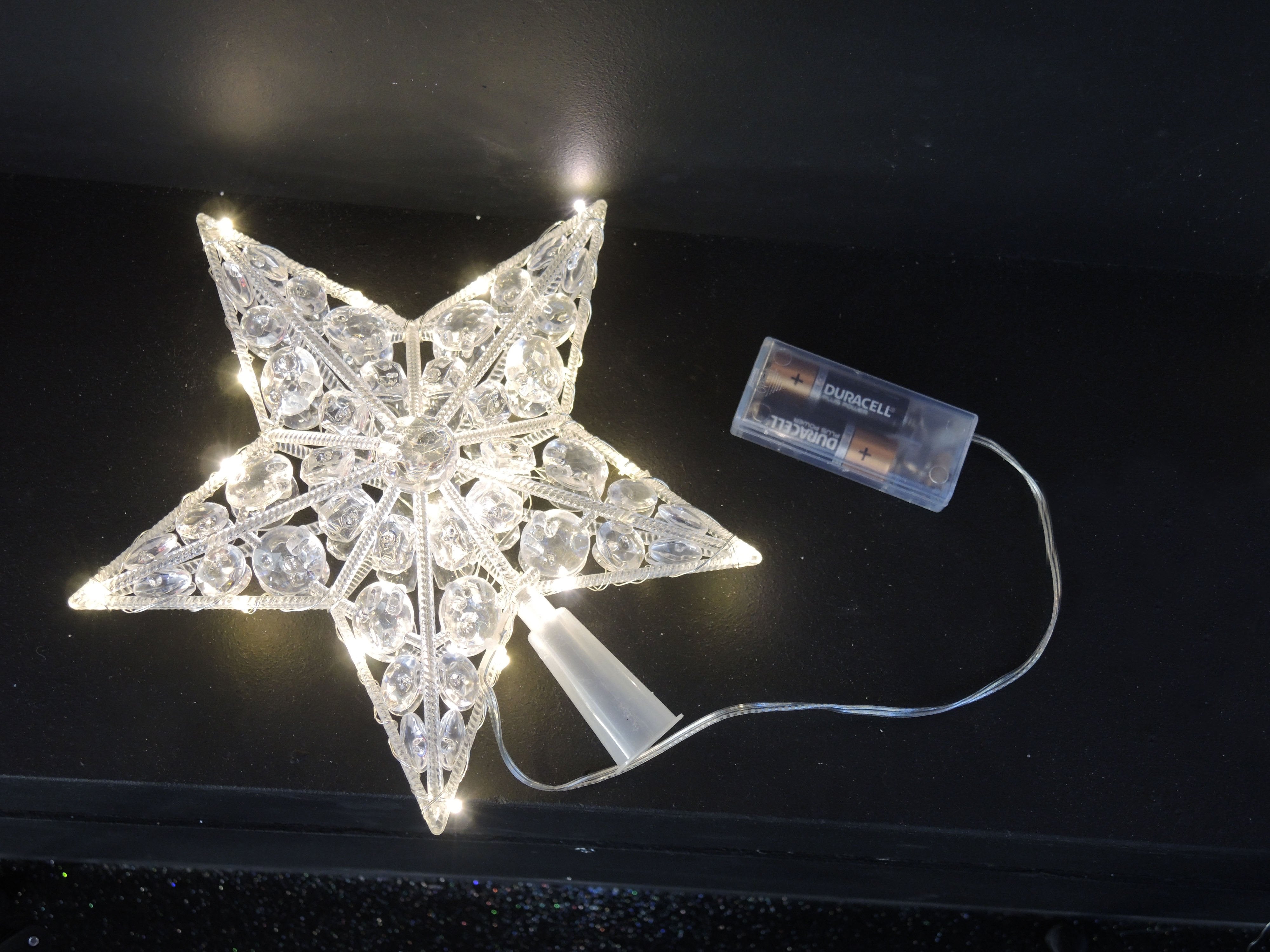 Puntale con gemme led luce calda