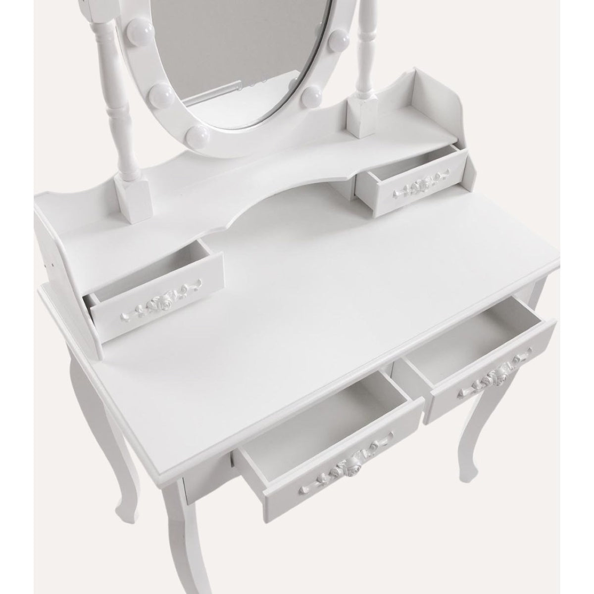 Toeletta Beauty con sgabello e luci LED 3