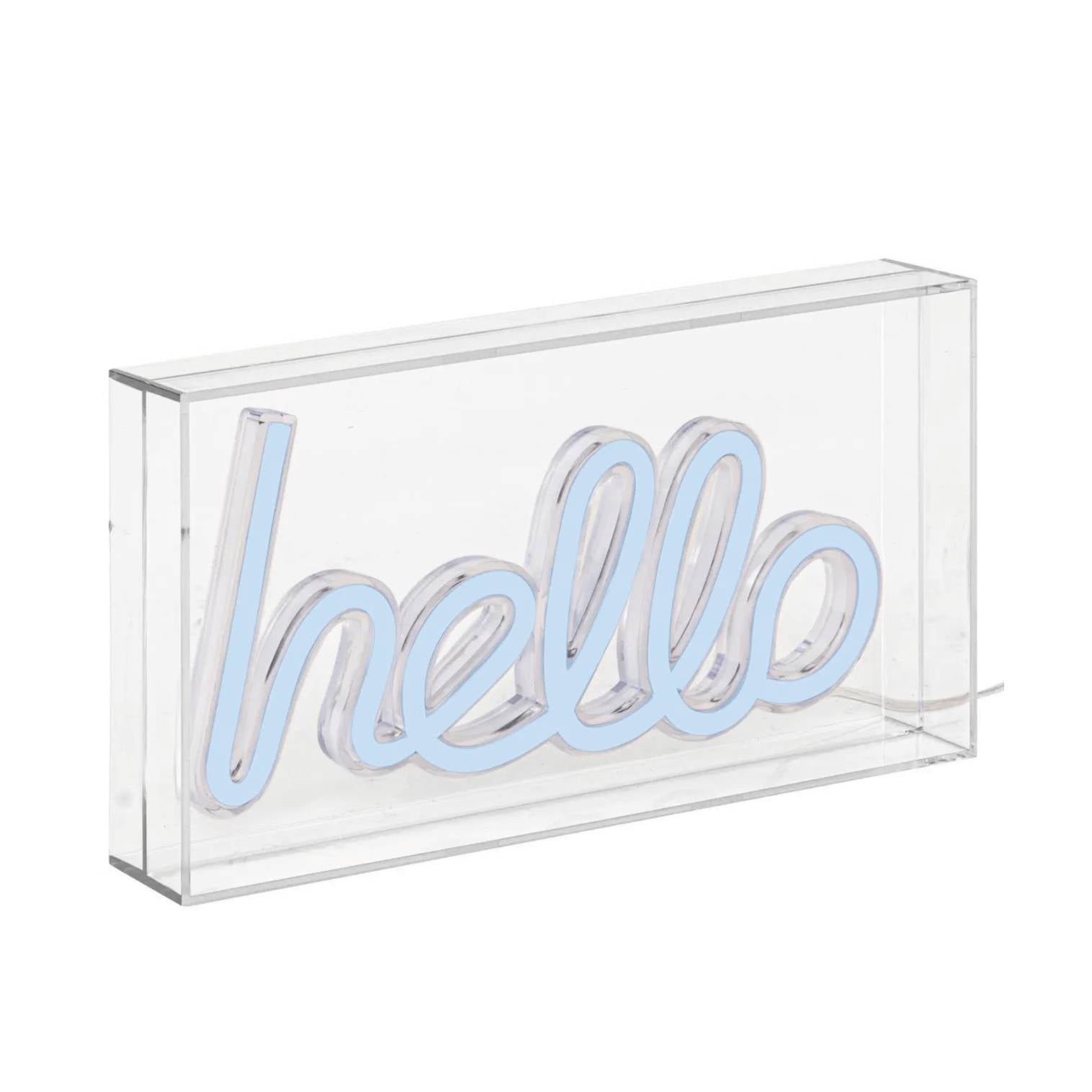 Tubo LED Neon "Hello" blu ‚Äì L 23 cm