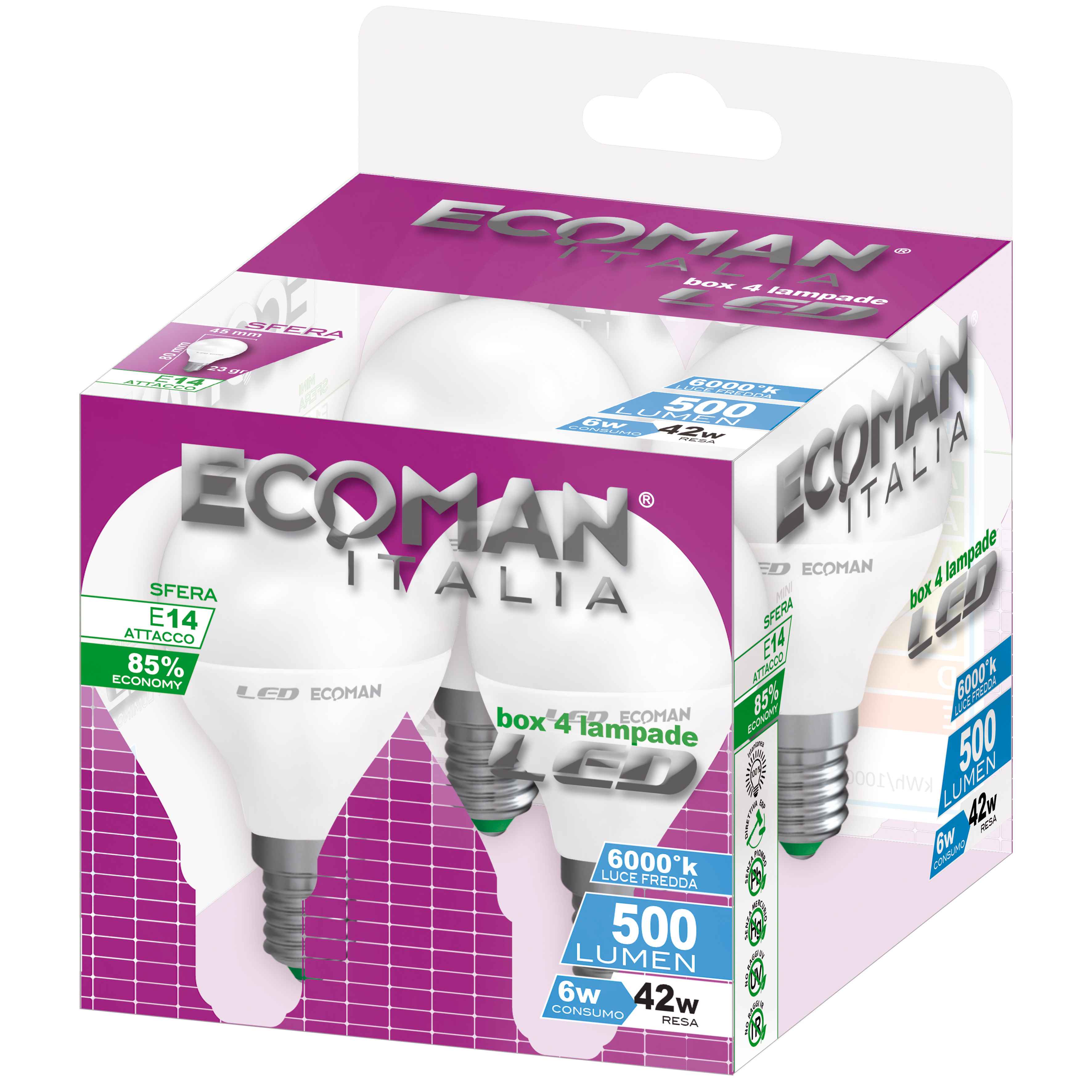 Lampadina LED minisfera 6W 3