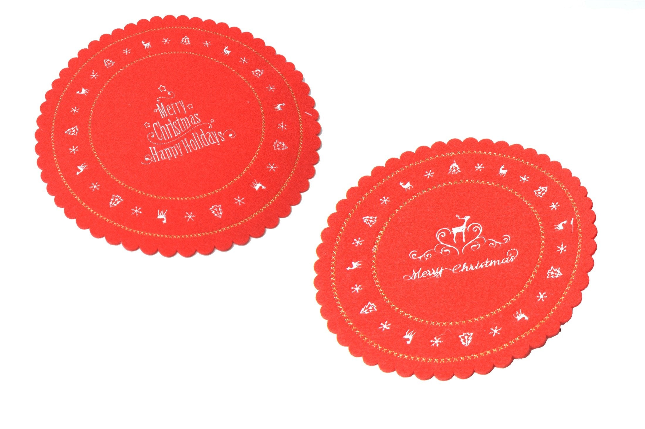 Sottopiatto decorato in pannolenci colore rosso