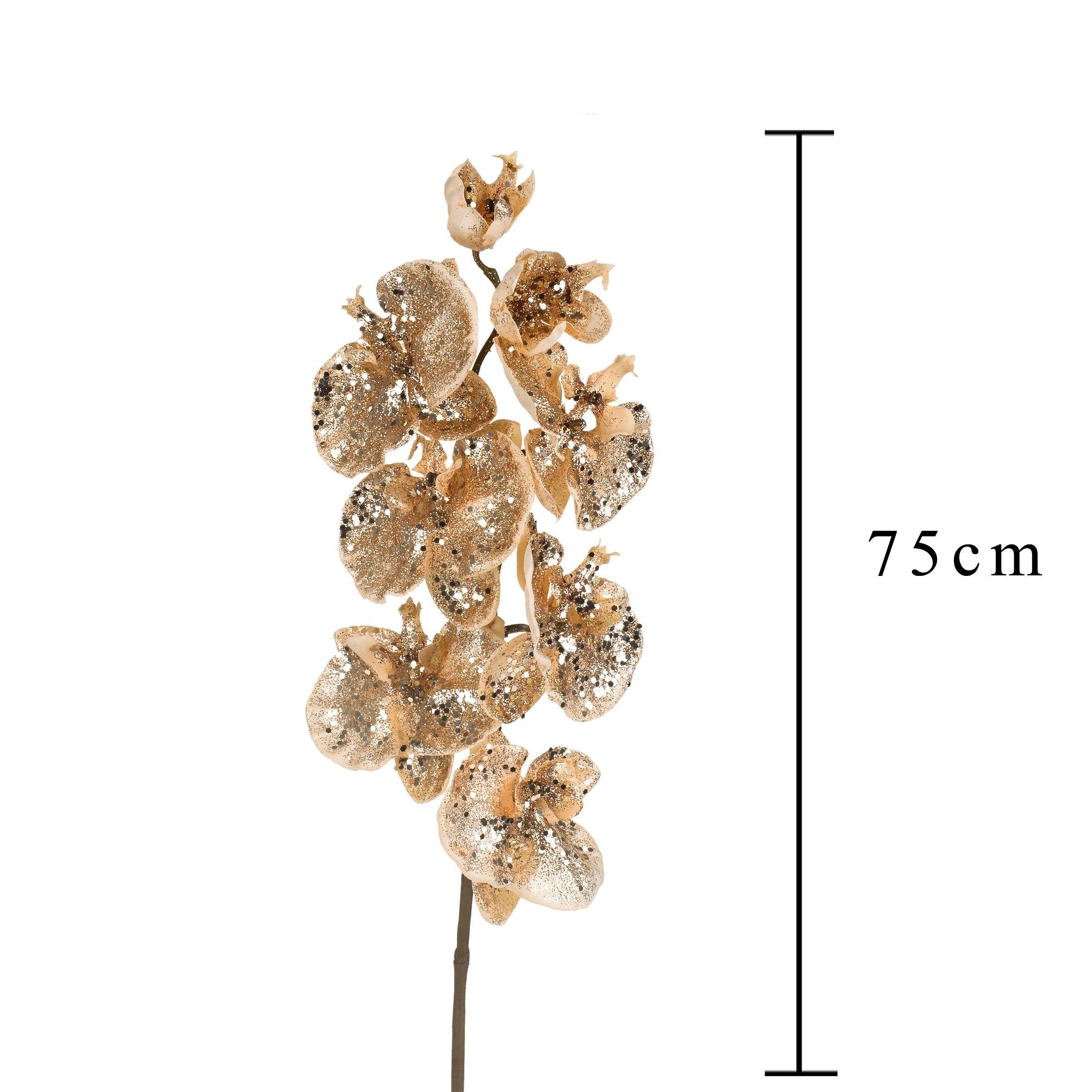 Orchidea 8 fiori glitter colore oro 5