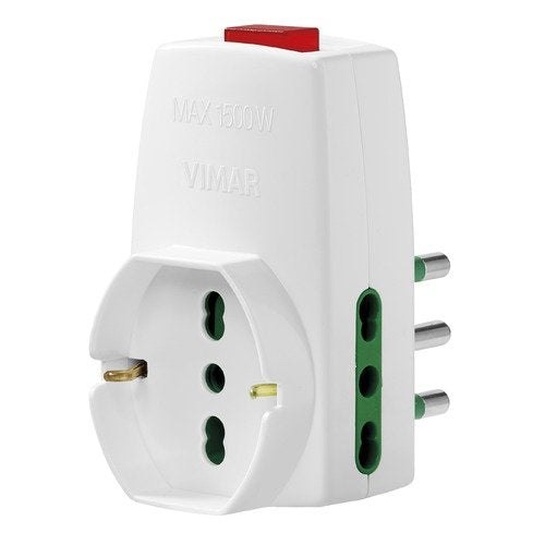 Adattatore S17+2P17/11+universale+interruttore bianco