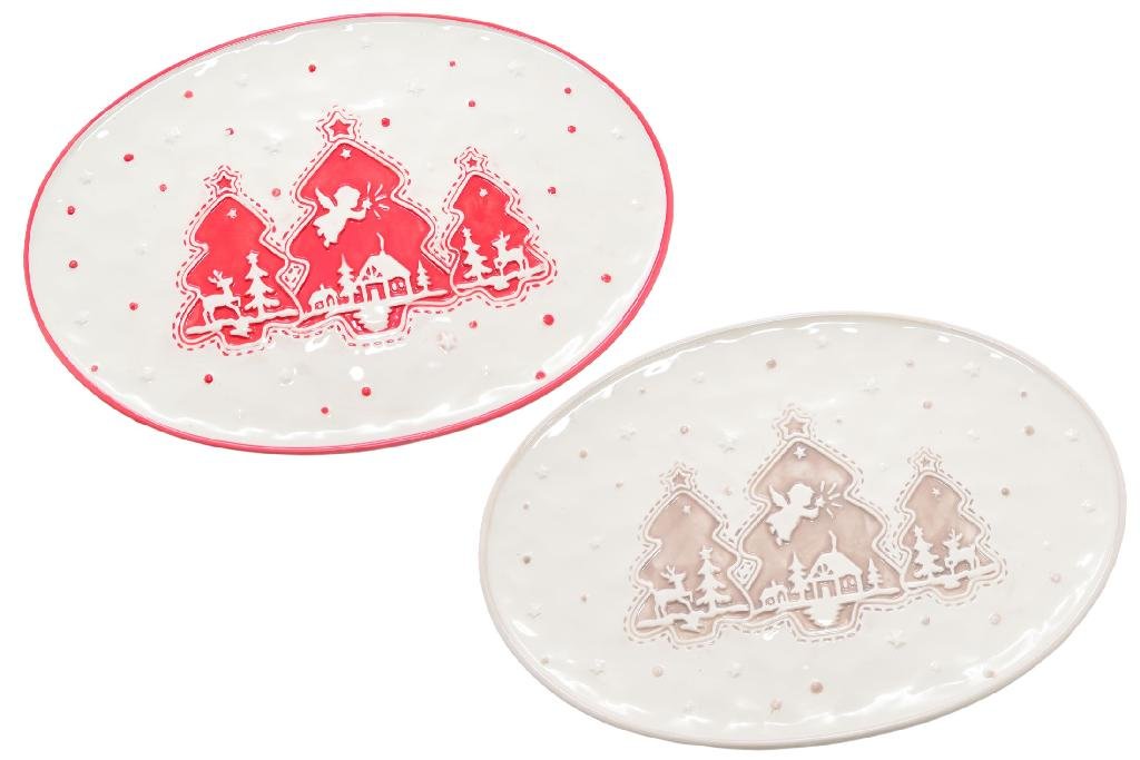 Piatto ovale noel in ceramica