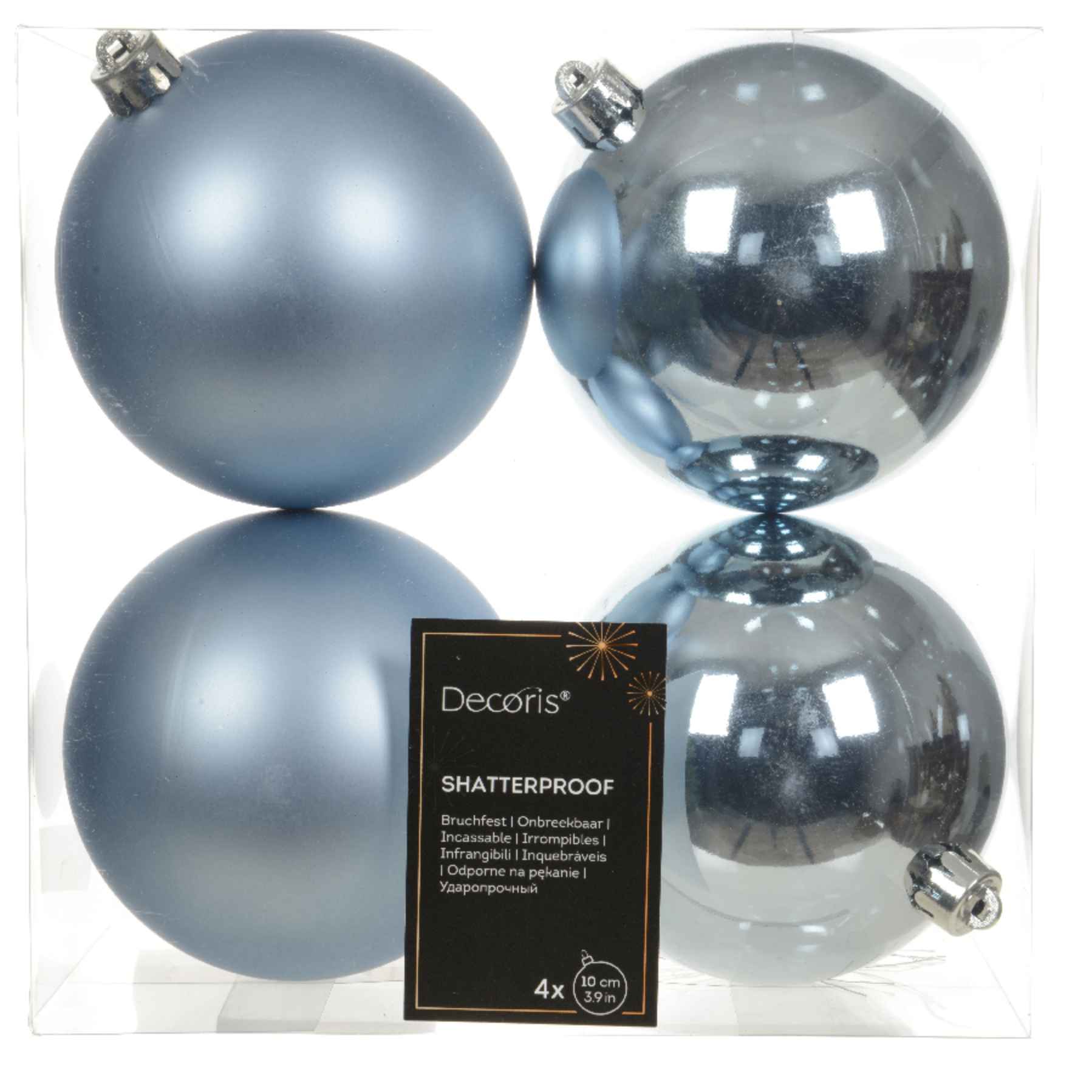 Confezione 4 palline azzurre 10 cm