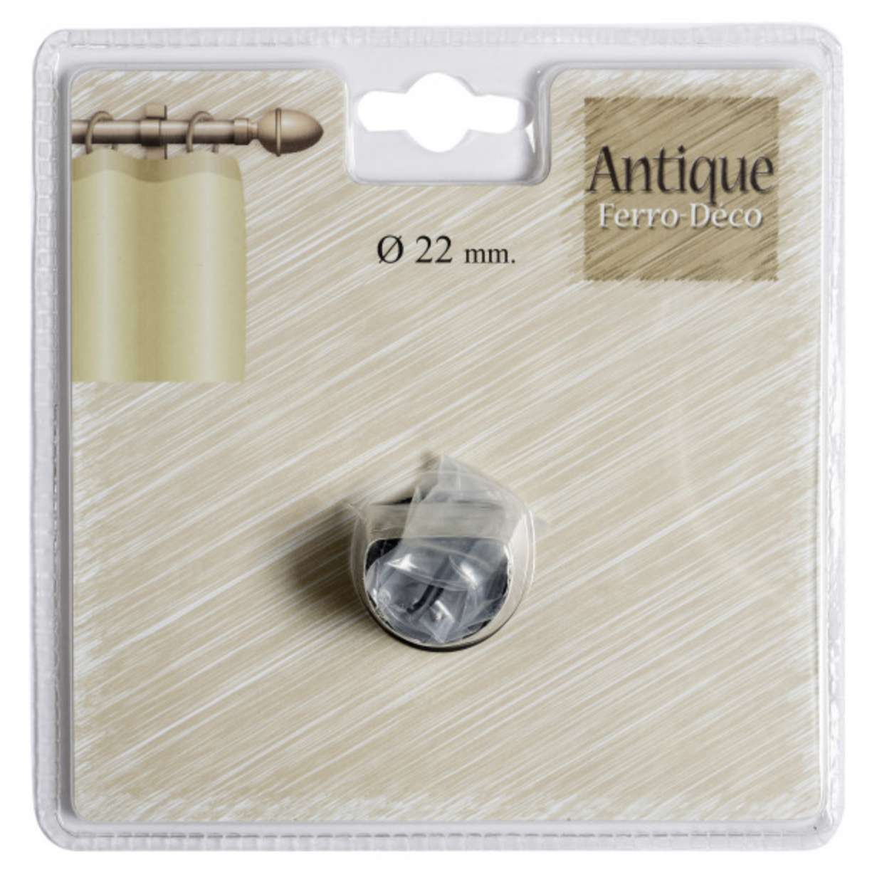 Supporto laterale bastone tenda nero 22mm