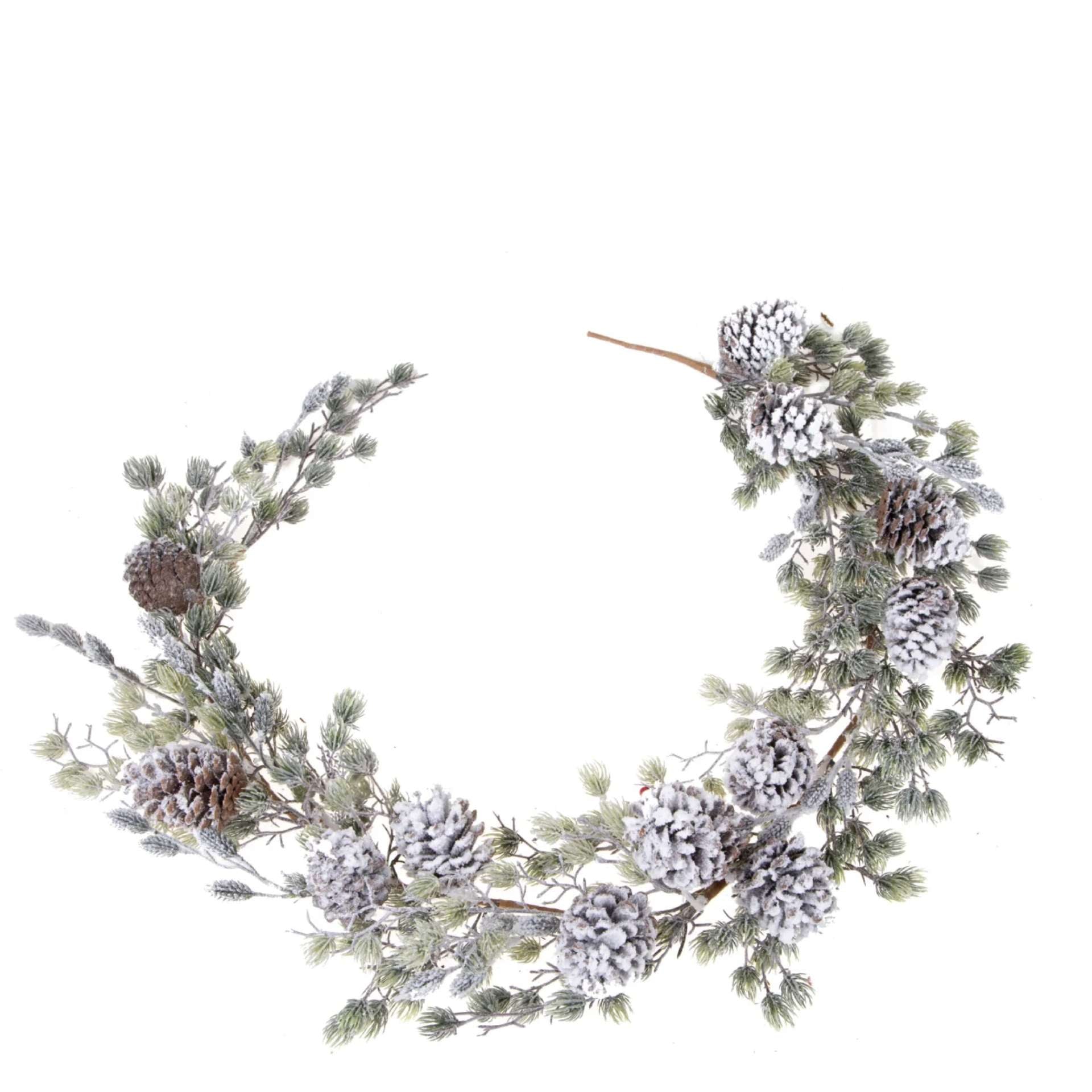 Ghirlanda natalizia innevata con pigne 150 cm