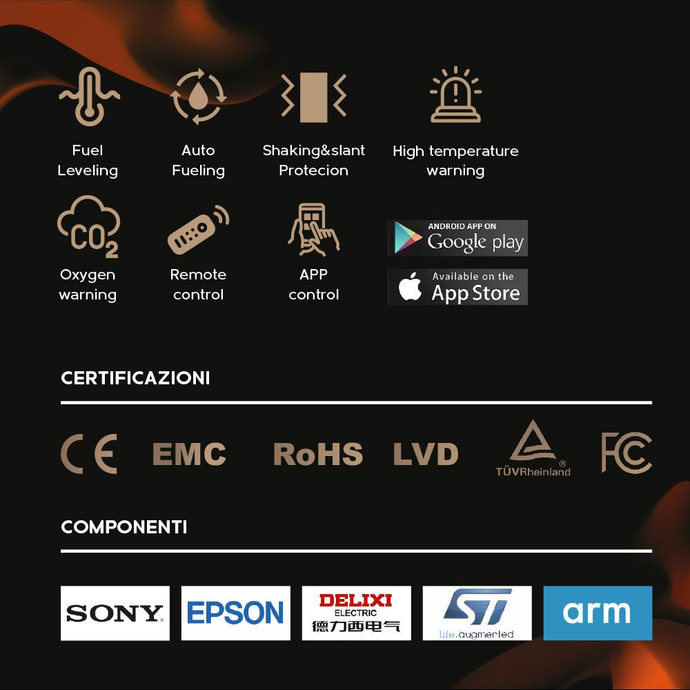 Bruciatore a bioetanolo Smart APP inserto automatico da incasso 70 PRO-LINE 4