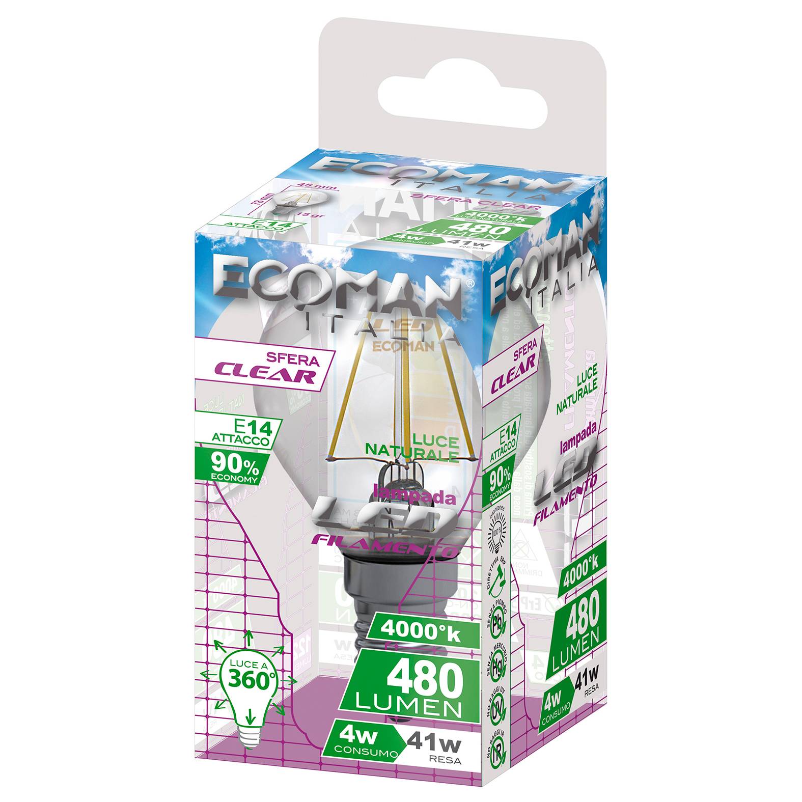 Lampadina LED filo Clear 4W 3