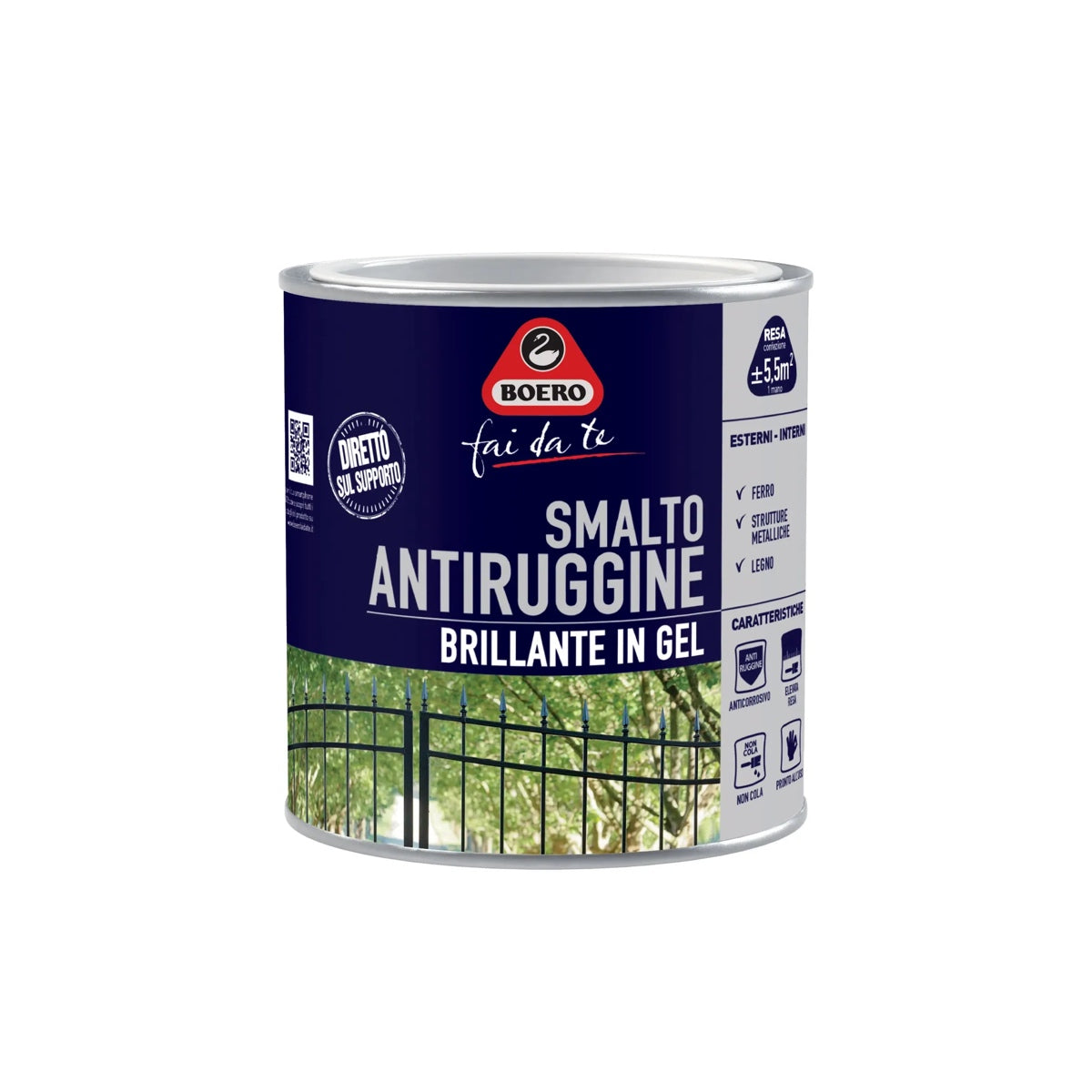 Smalto Antiruggine Brillante Boero Testa di Moro 500 ml per Ferro e Metallo