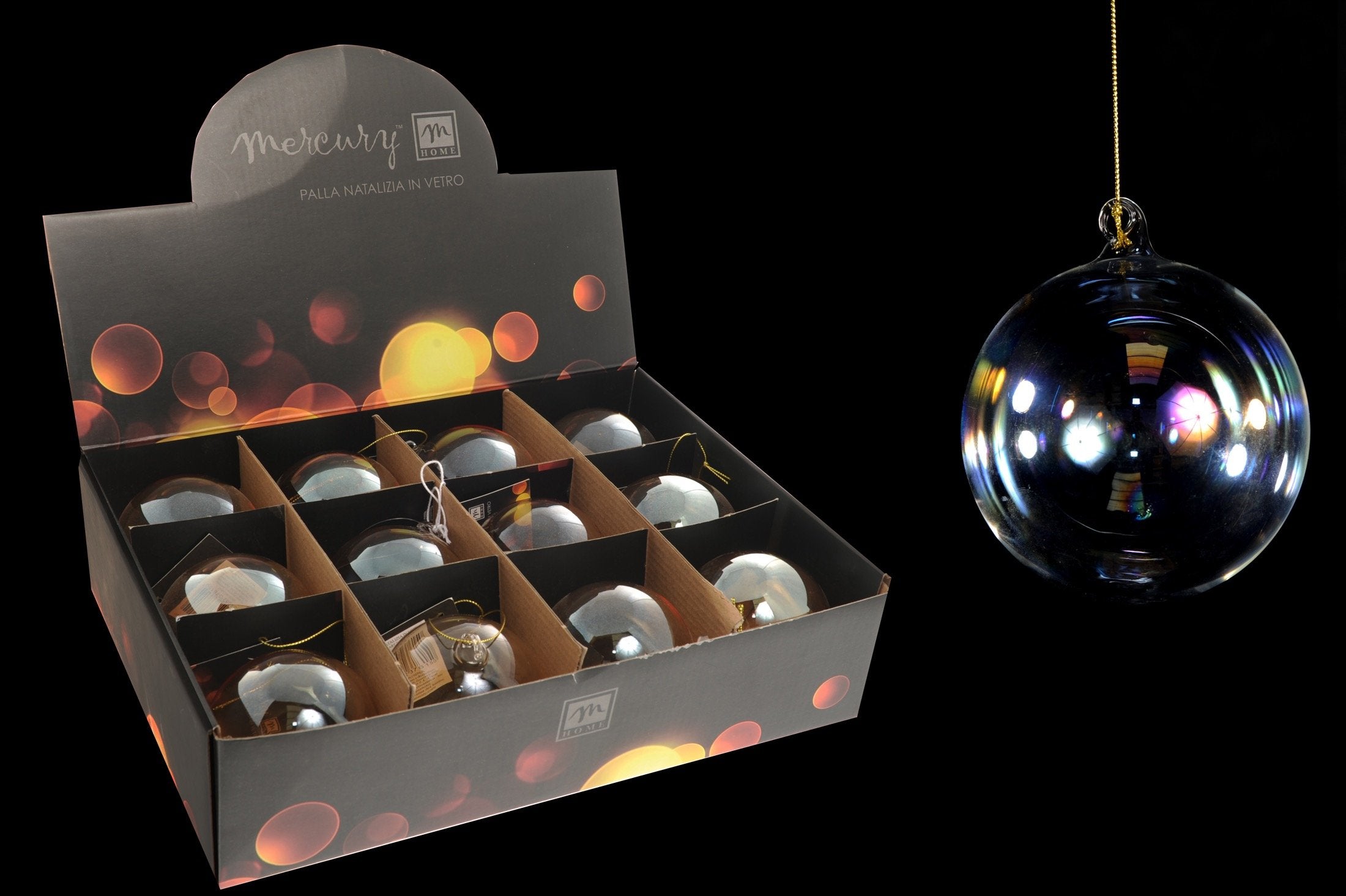 Palla natalizia in vetro iridescente d. 10 cm