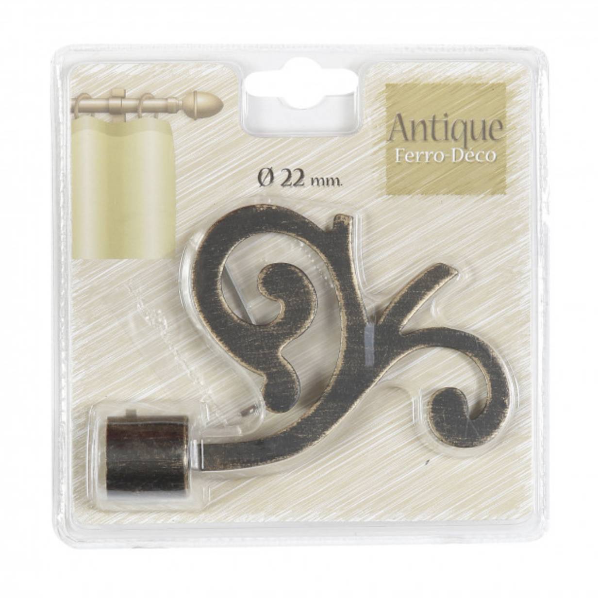 Finale bastone tende Fiore nero-oro 22mm