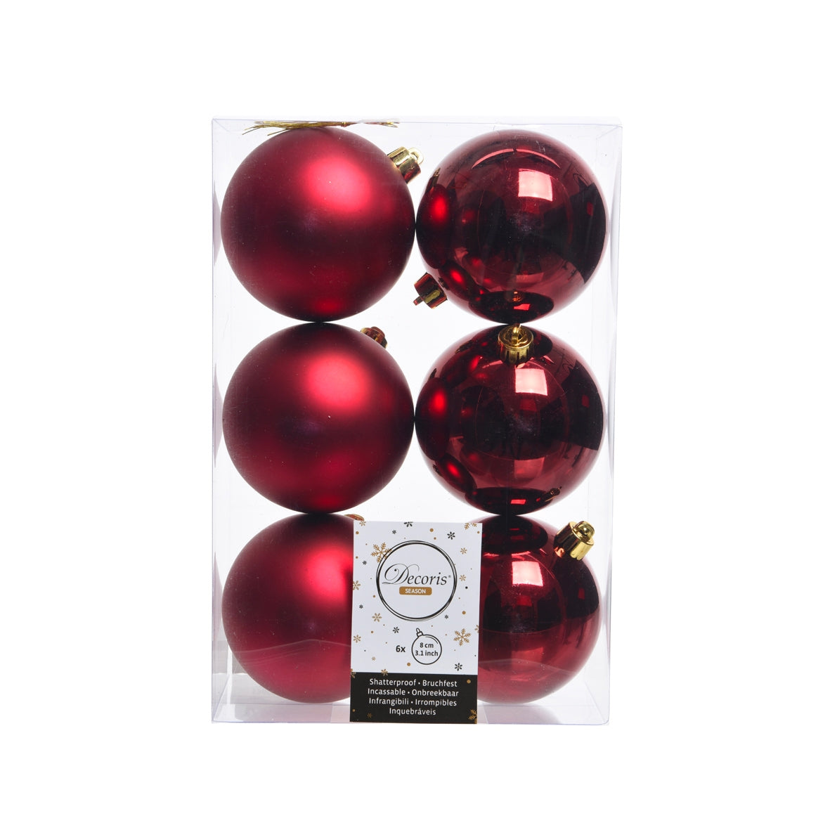 Confezione 6 palline colore bordeaux Kaemingk