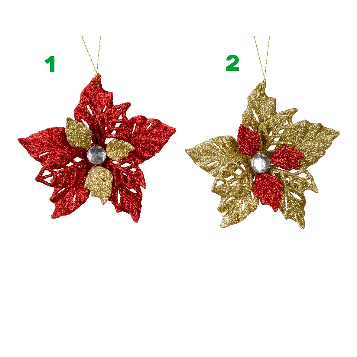 Fiore glitterato oro rosso