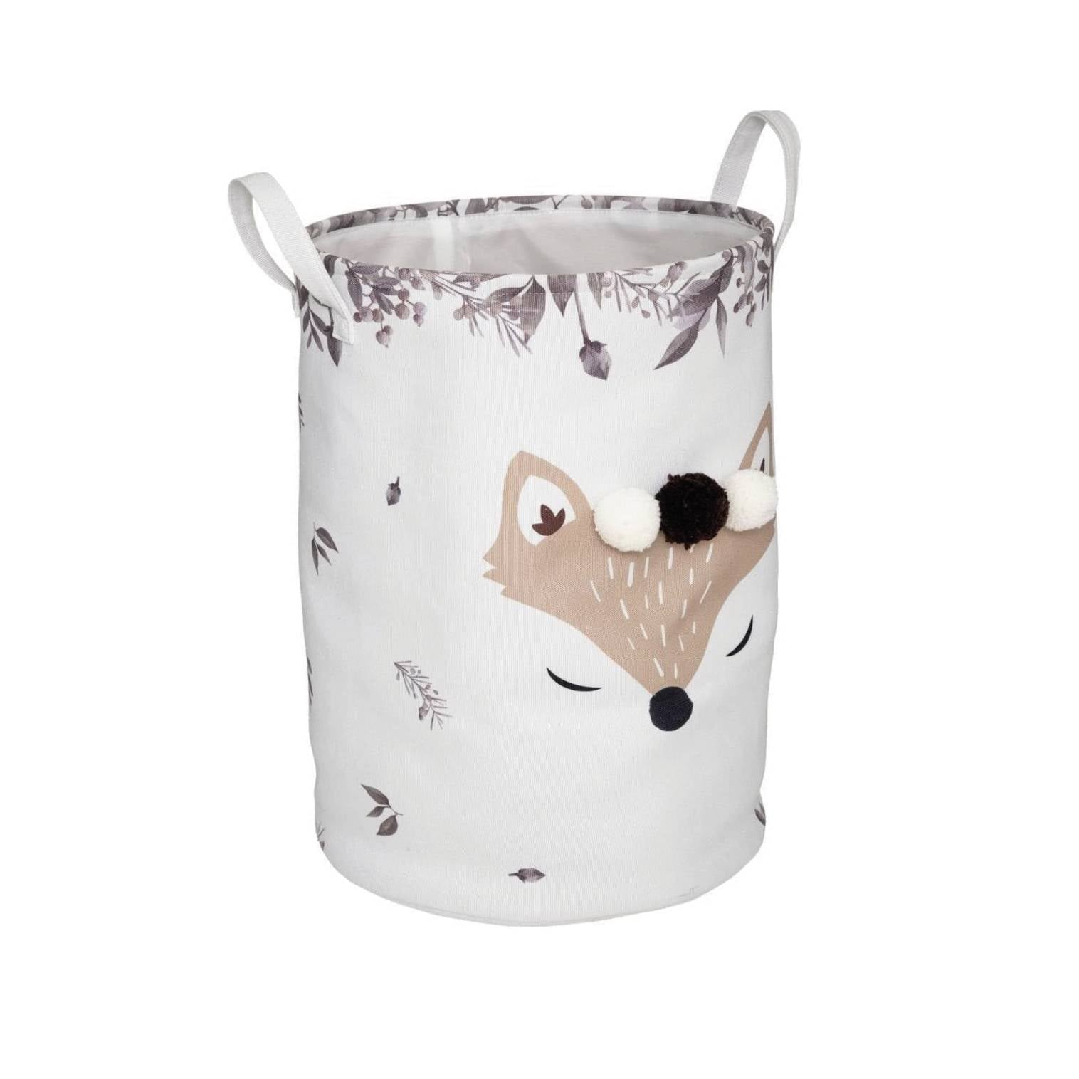 Sacco portagiochi volpe in tessuto con pompon h 50 cm