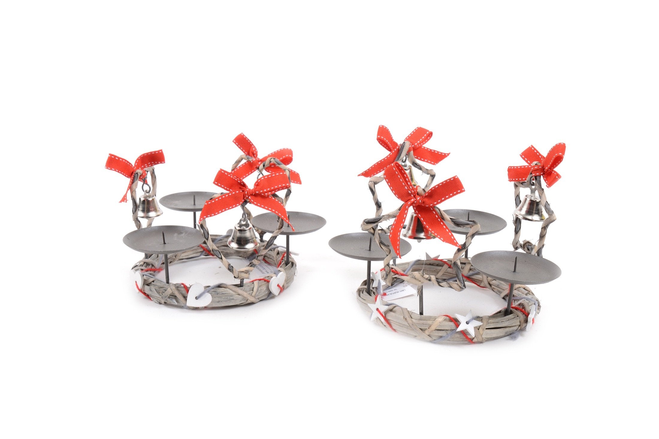 Portacandela 3 fuochi tondo in vimini