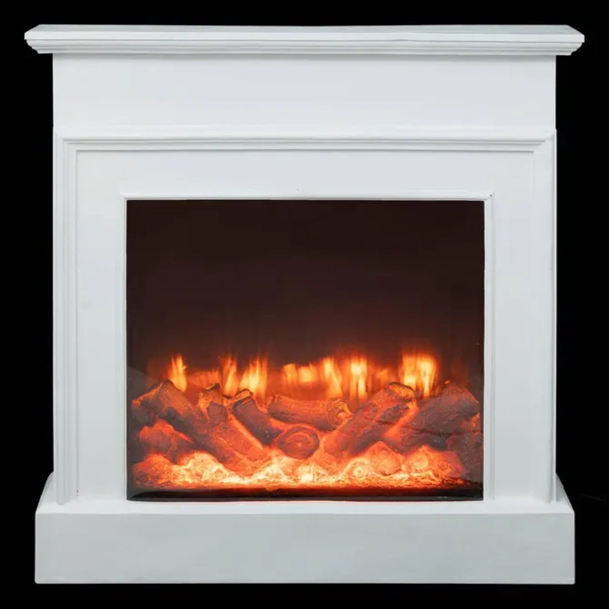 Camino Natalizio Decorativo Bianco con 20 LED 85 cm
