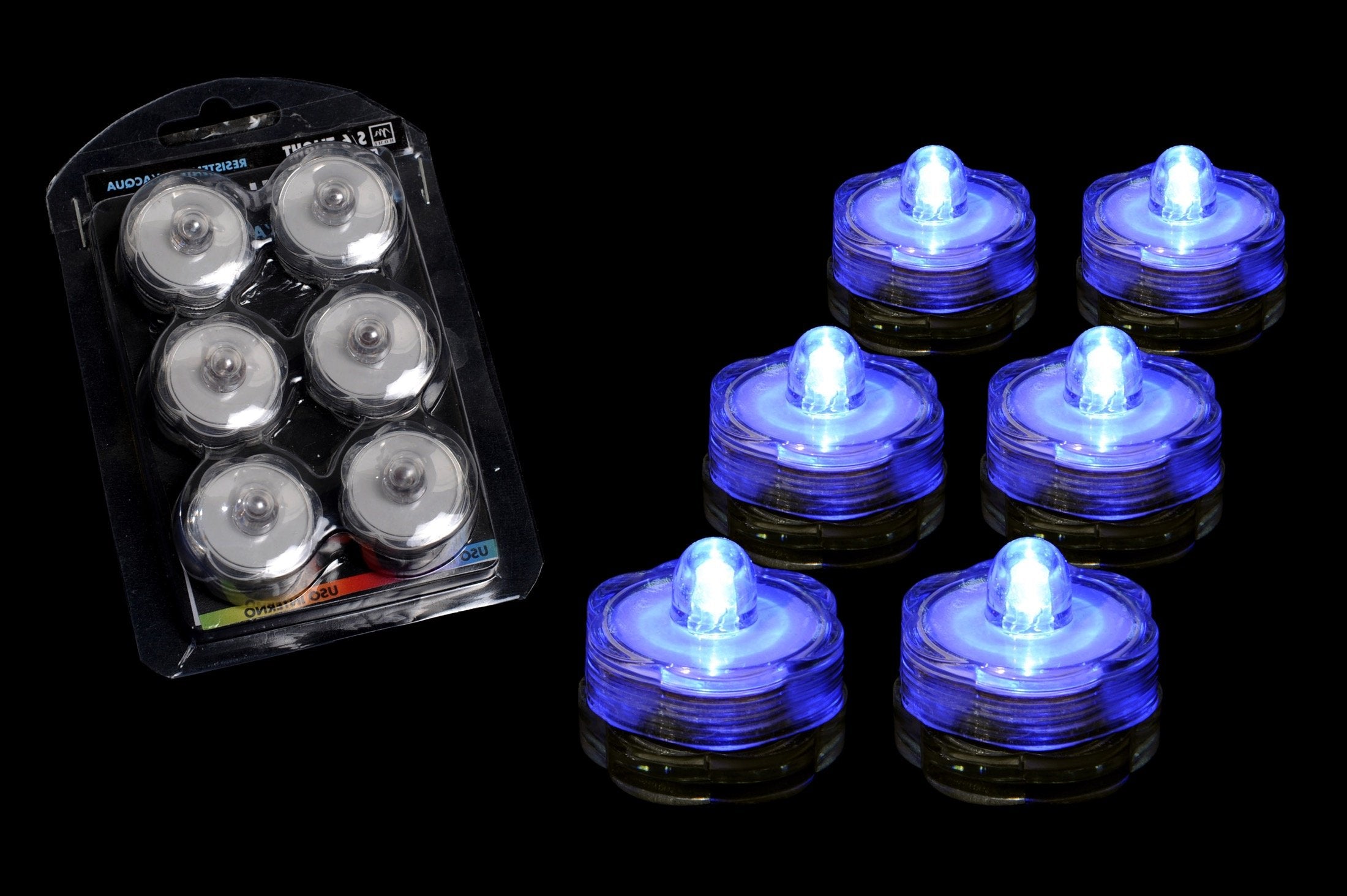 Set 6 tea light impermeabili colore blu