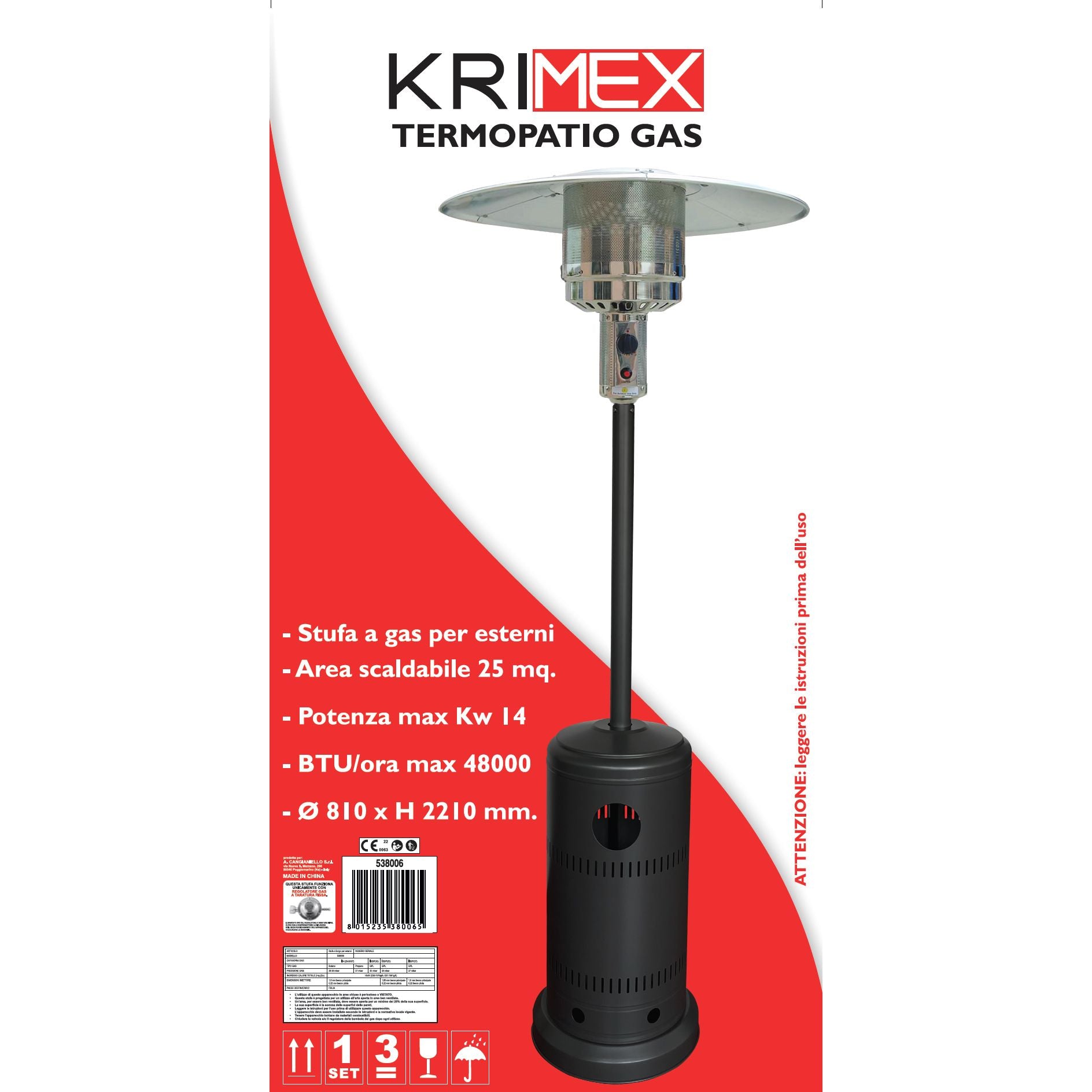 Krimex Termopatio nero a GAS per esterni