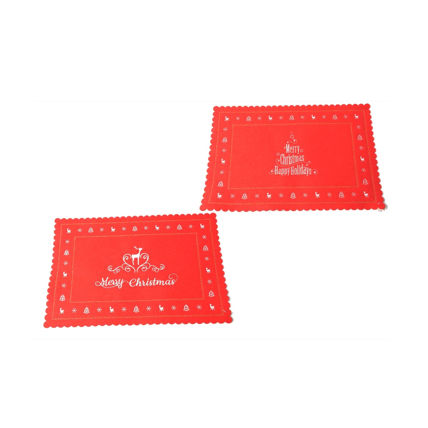 Tovaglietta decorata rettangolare in pannolenci colore rosso