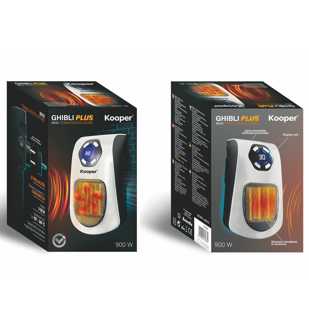 Stufa stufetta elettrica da parete 900W ghibli salvaspazio portatile ceramico