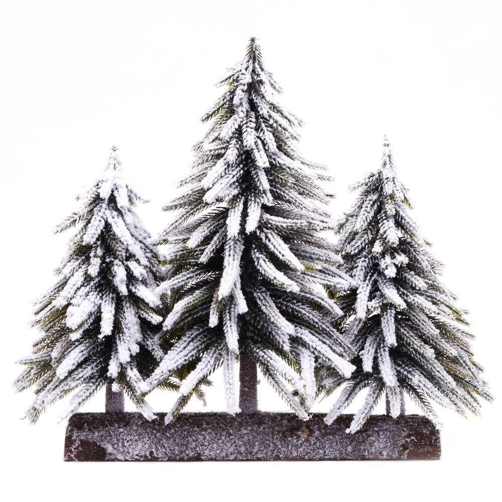 Abete x 3 con base legno e neve 4