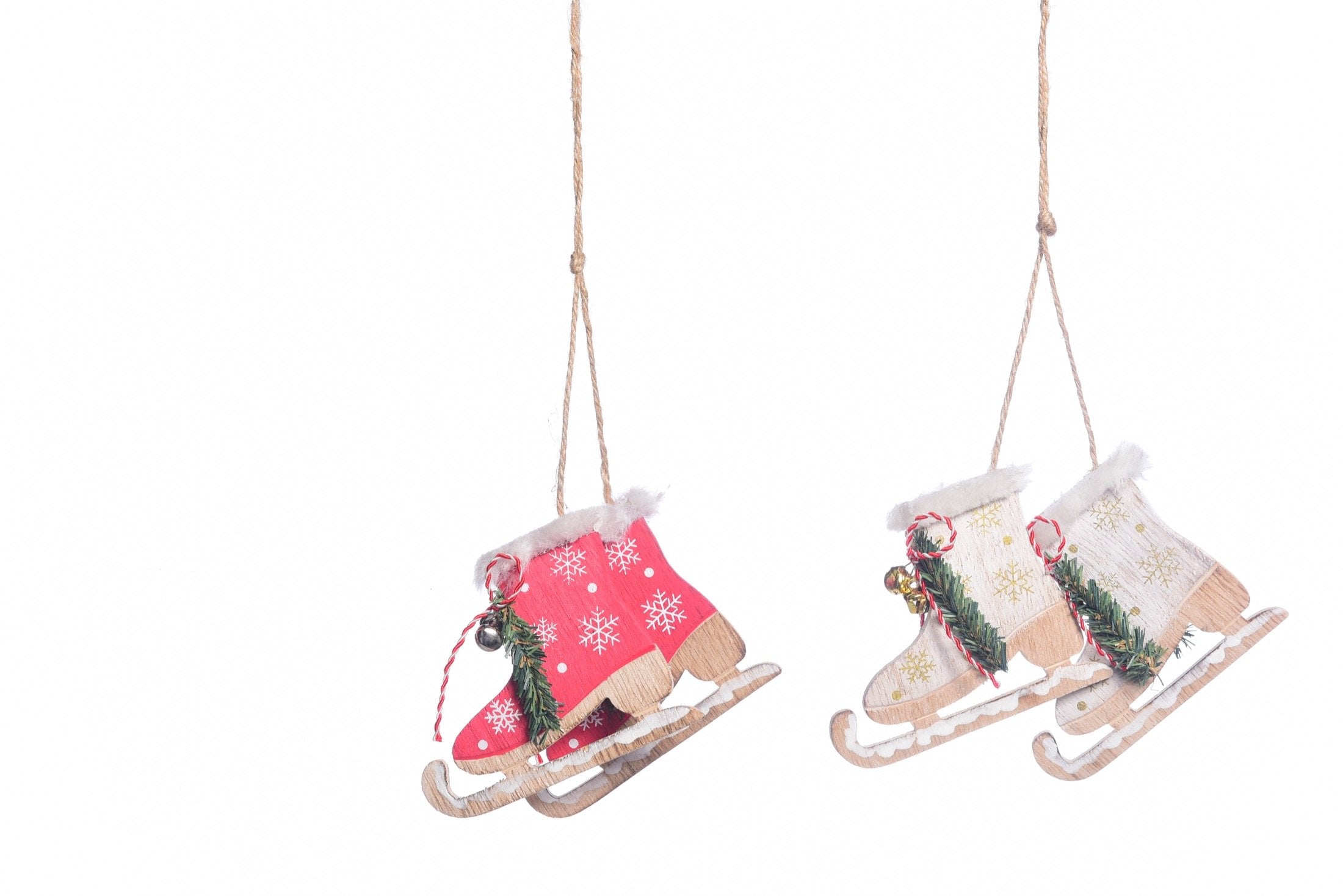 Pattini natalizi in legno con campanelle