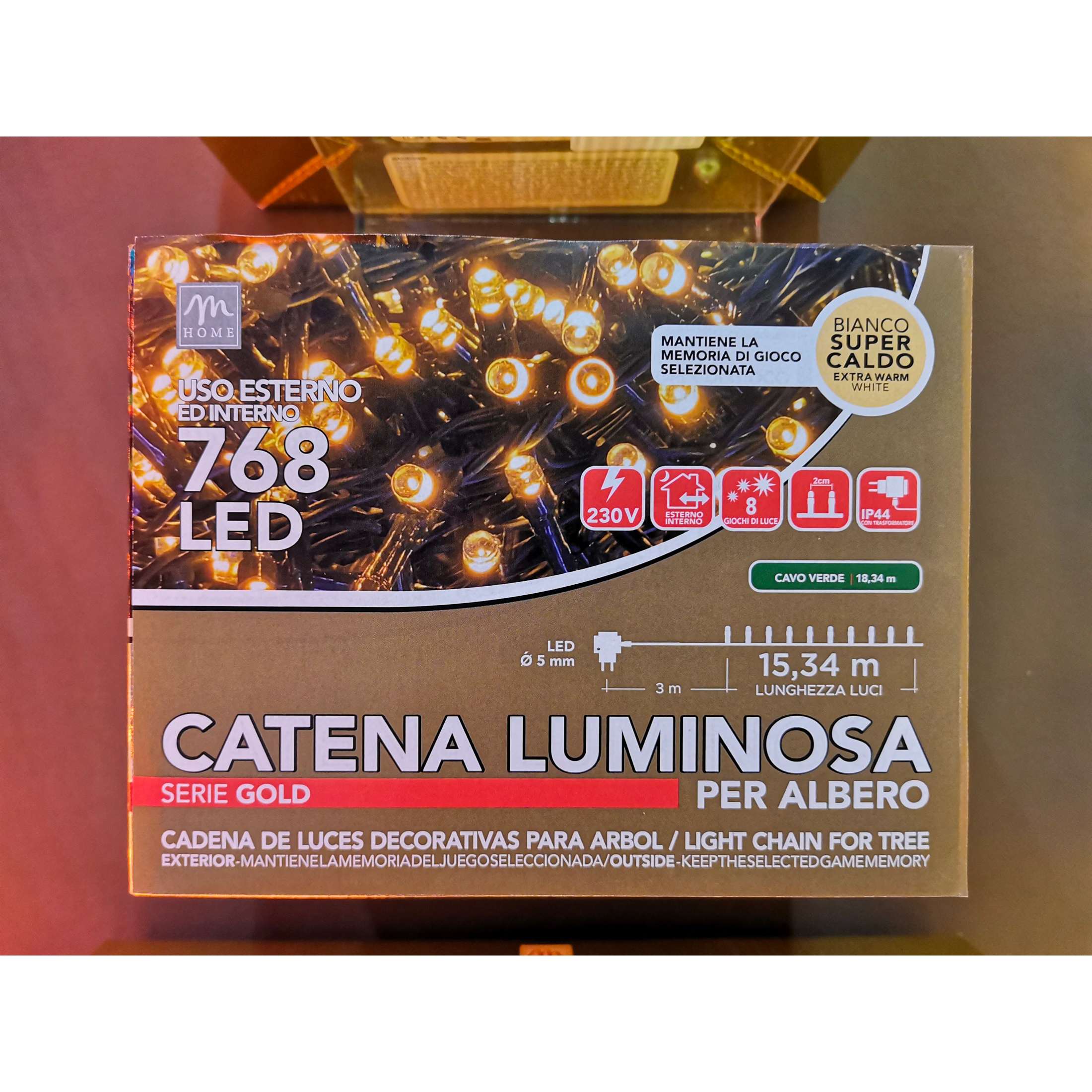 Catena 768 minilucciole natalizie supercaldo 15m