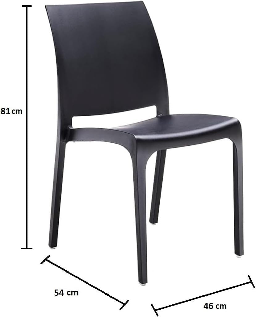 Sedia set 4 pz in resina impilabile SOFIA Nera 3