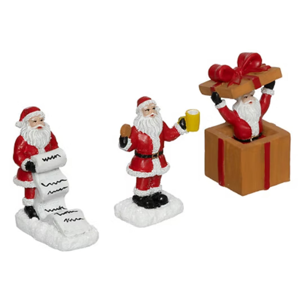 Set 3 Statuine Natalizie per Villaggio di Natale